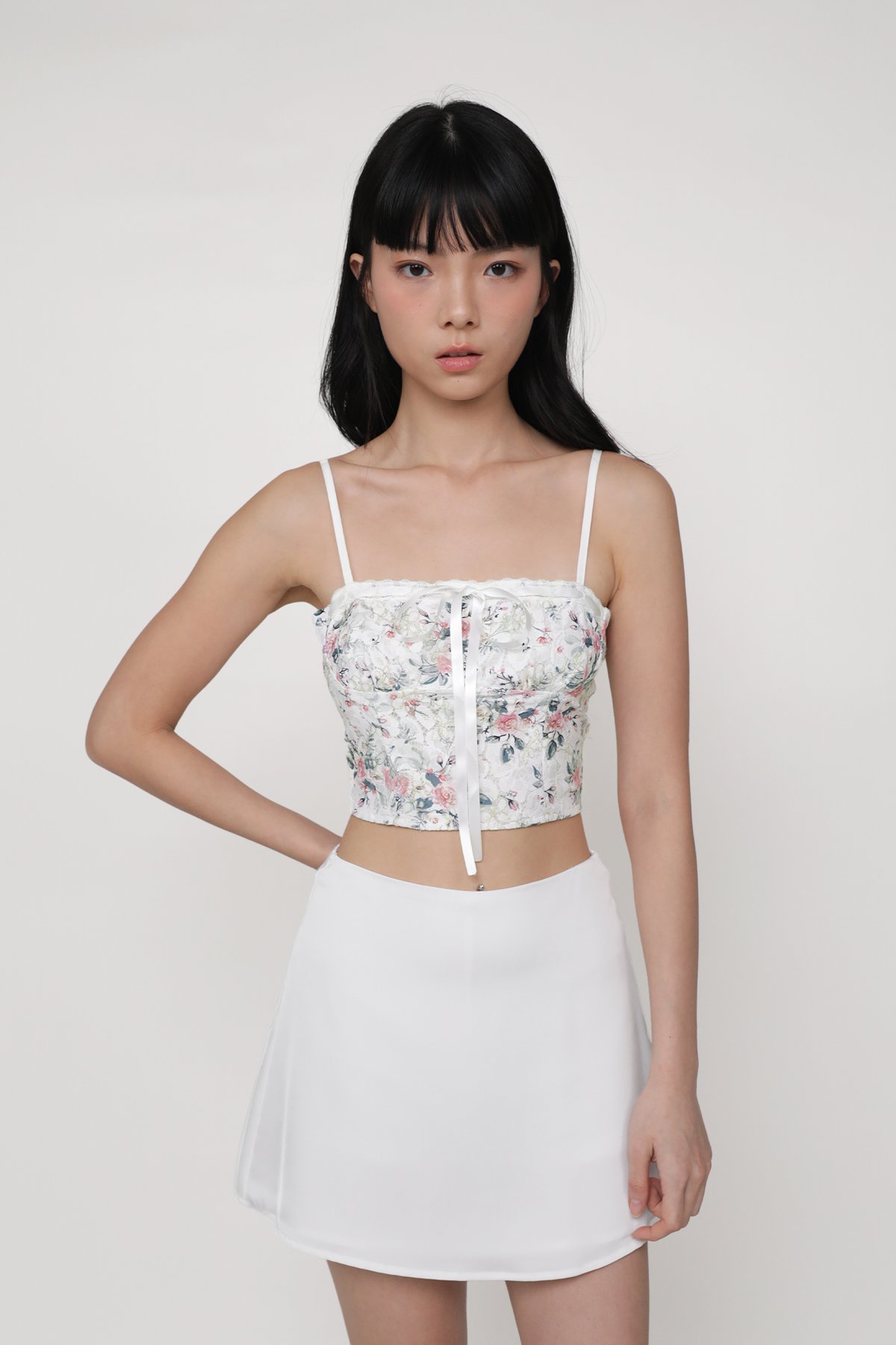 Jayley Lace Floral Crop Top (Pink)