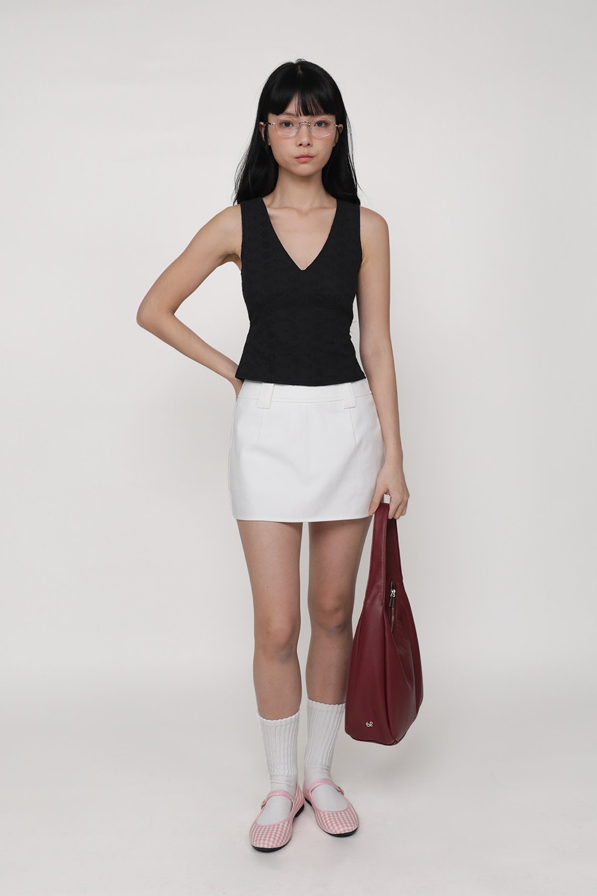 Keia Eyelet Tie Back Top (Black)