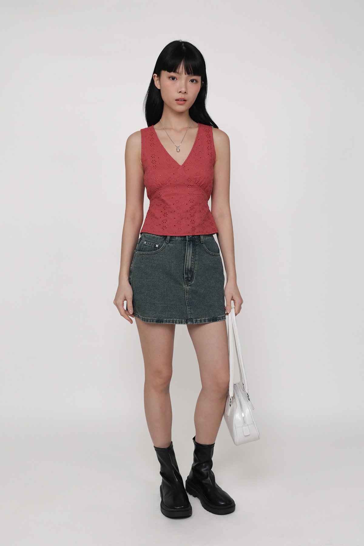 Keia Eyelet Tie Back Top (Red)