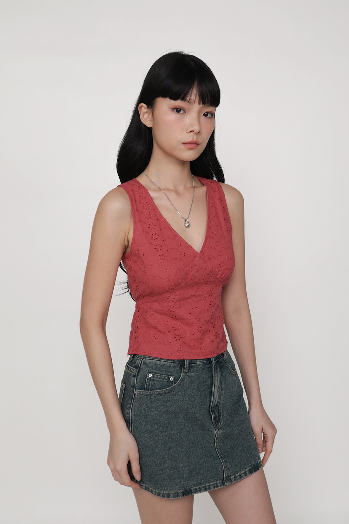 Keia Eyelet Tie Back Top (Red)