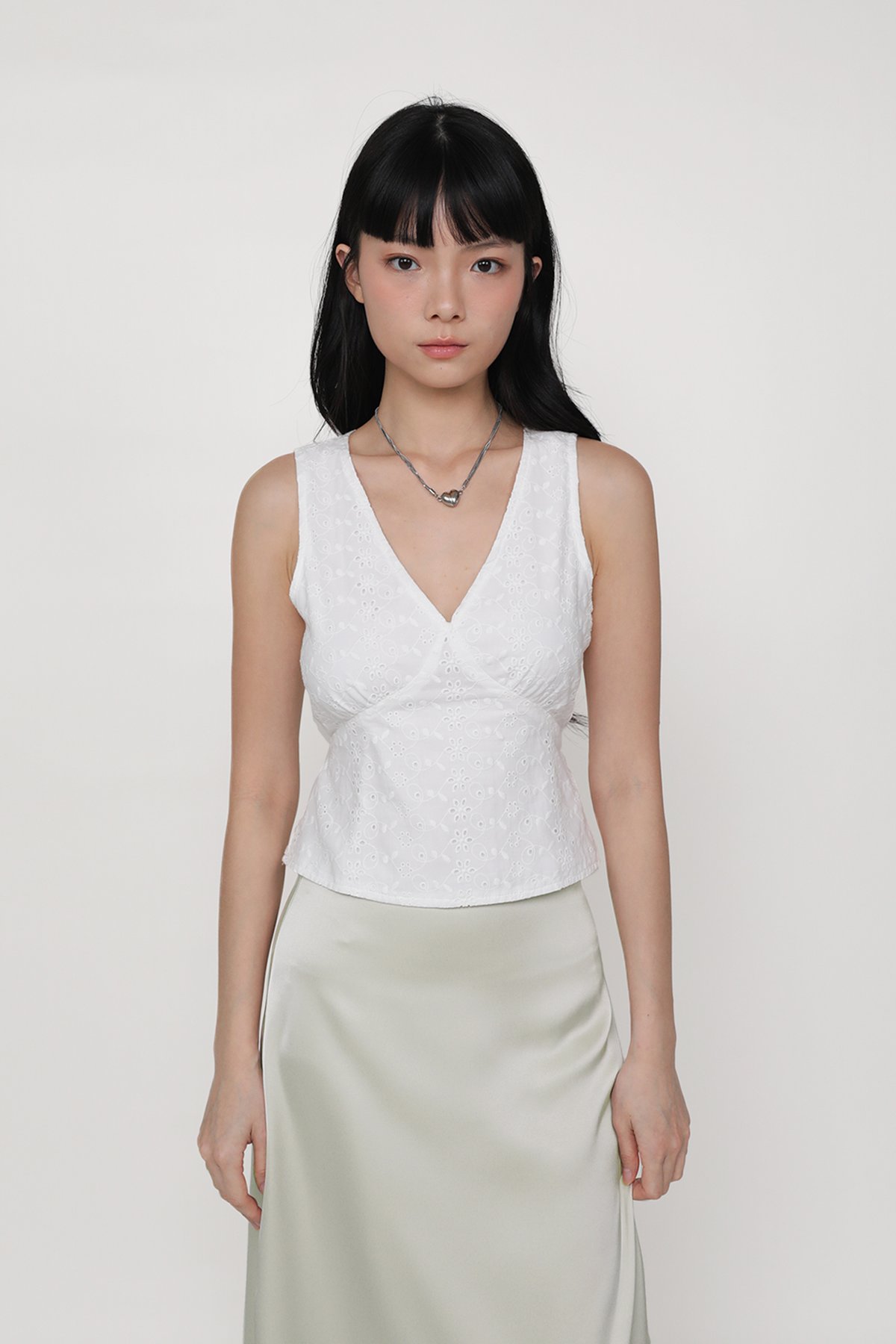 Keia Eyelet Tie Back Top (White)