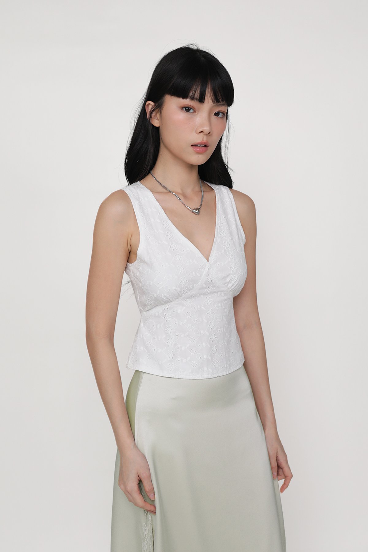 Keia Eyelet Tie Back Top (White)