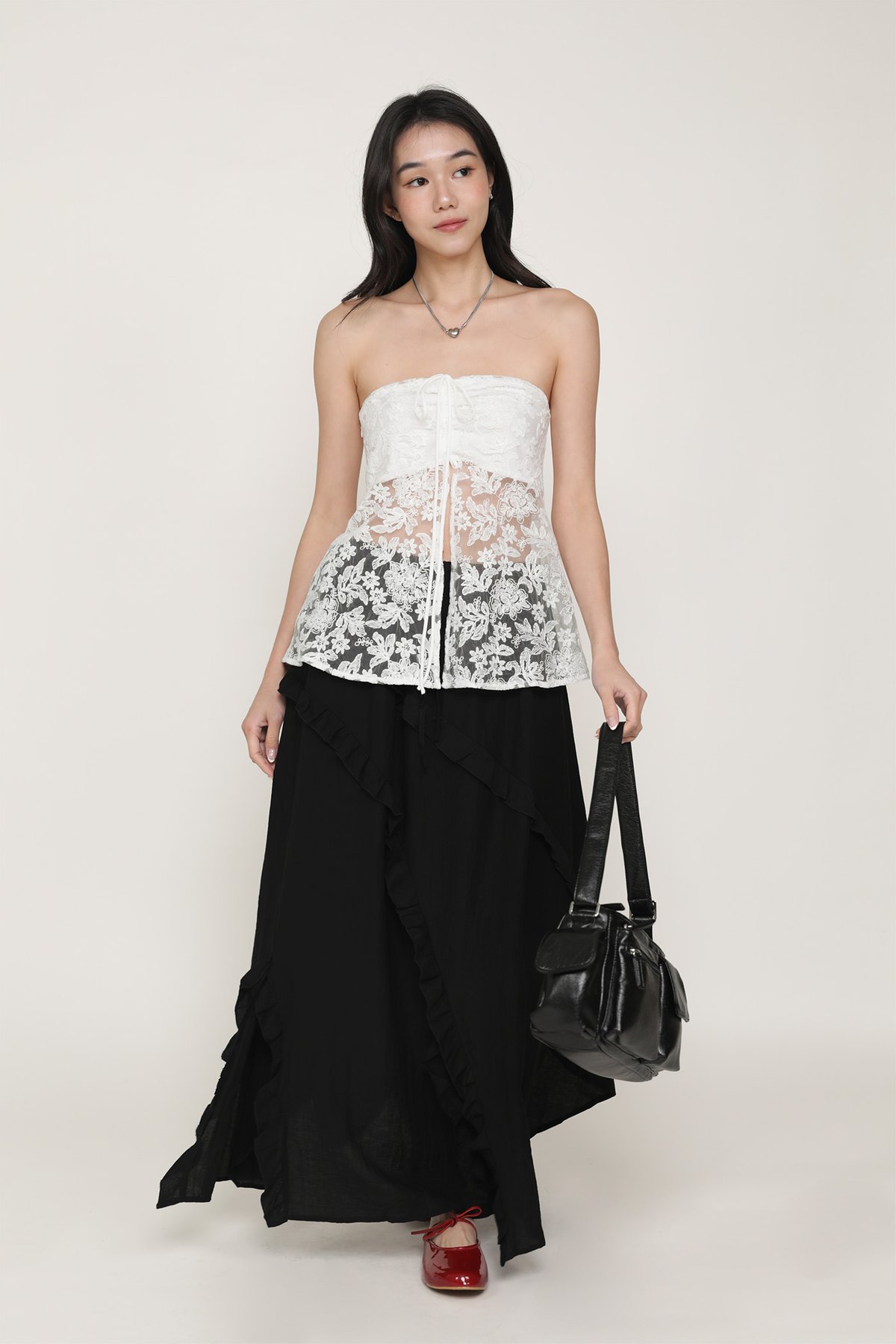 Luceia Ruffles Maxi Skirt (Black)