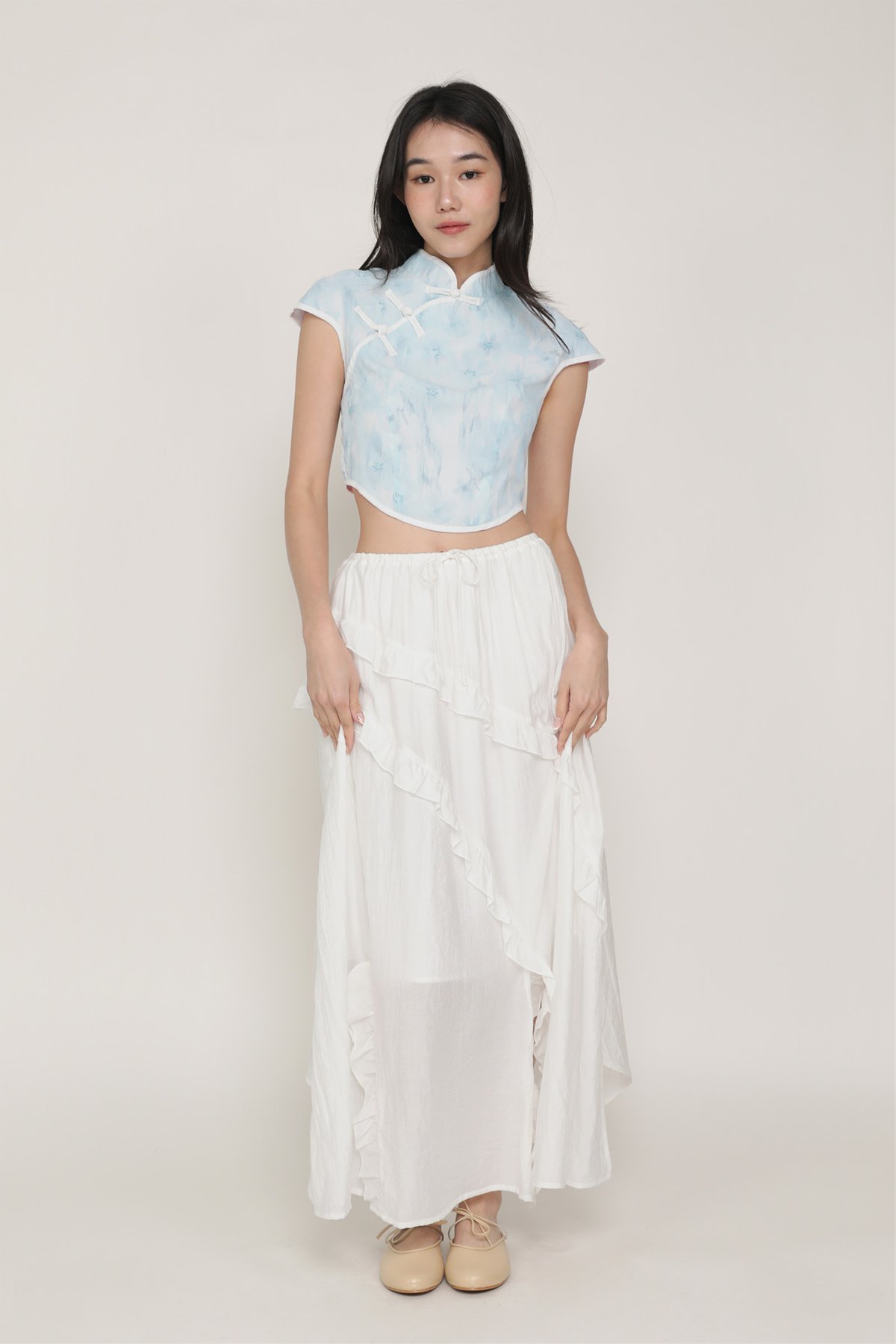 Luceia Ruffles Maxi Skirt (White)