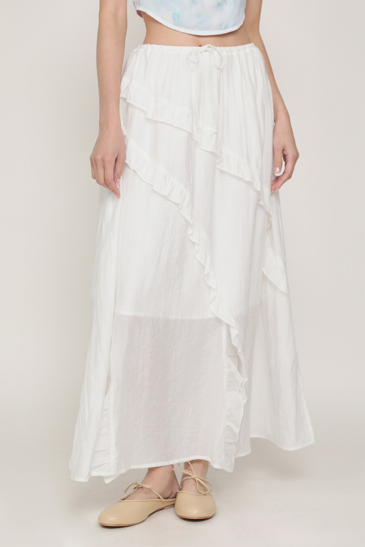 Luceia Ruffles Maxi Skirt (White)