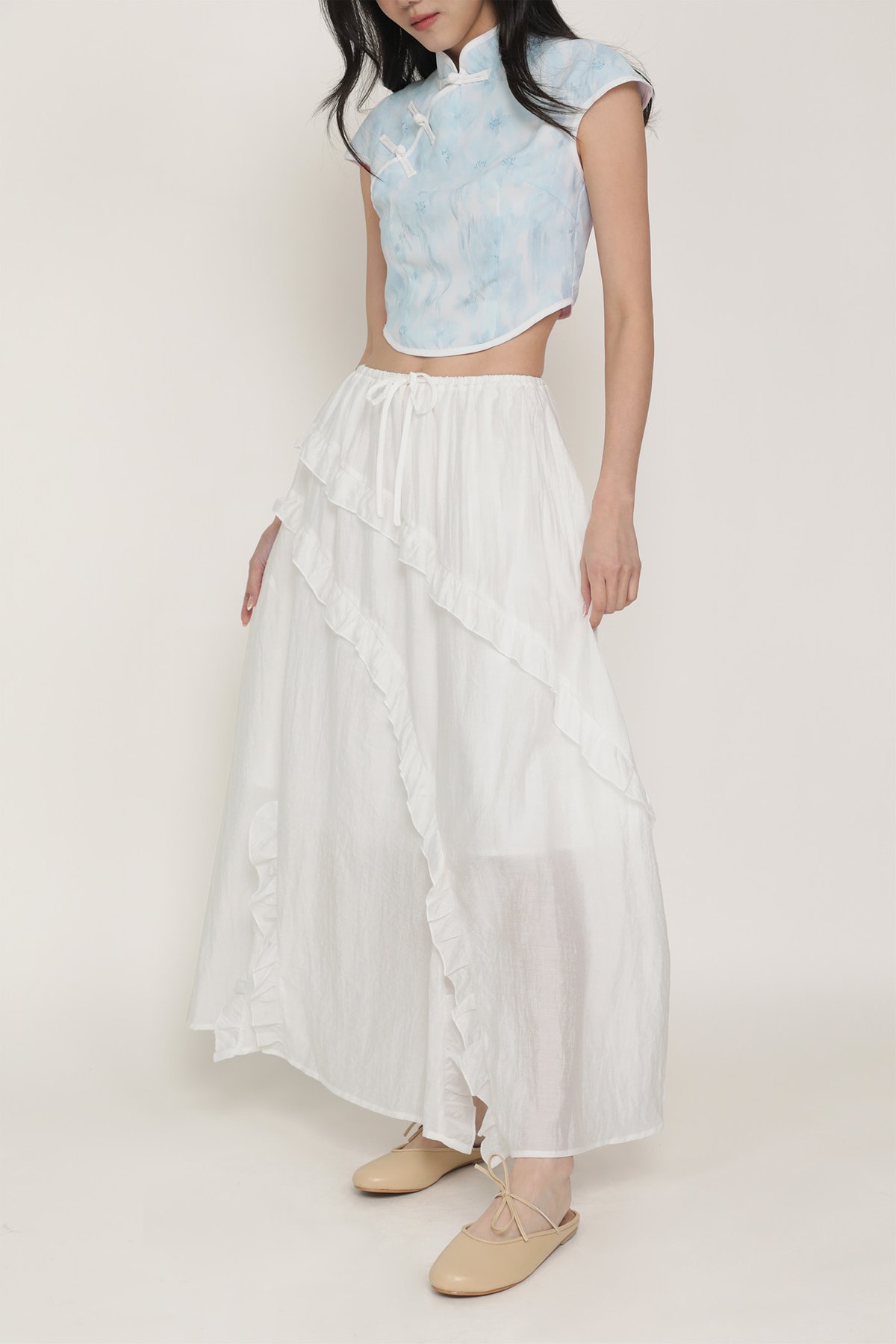 Luceia Ruffles Maxi Skirt (White)