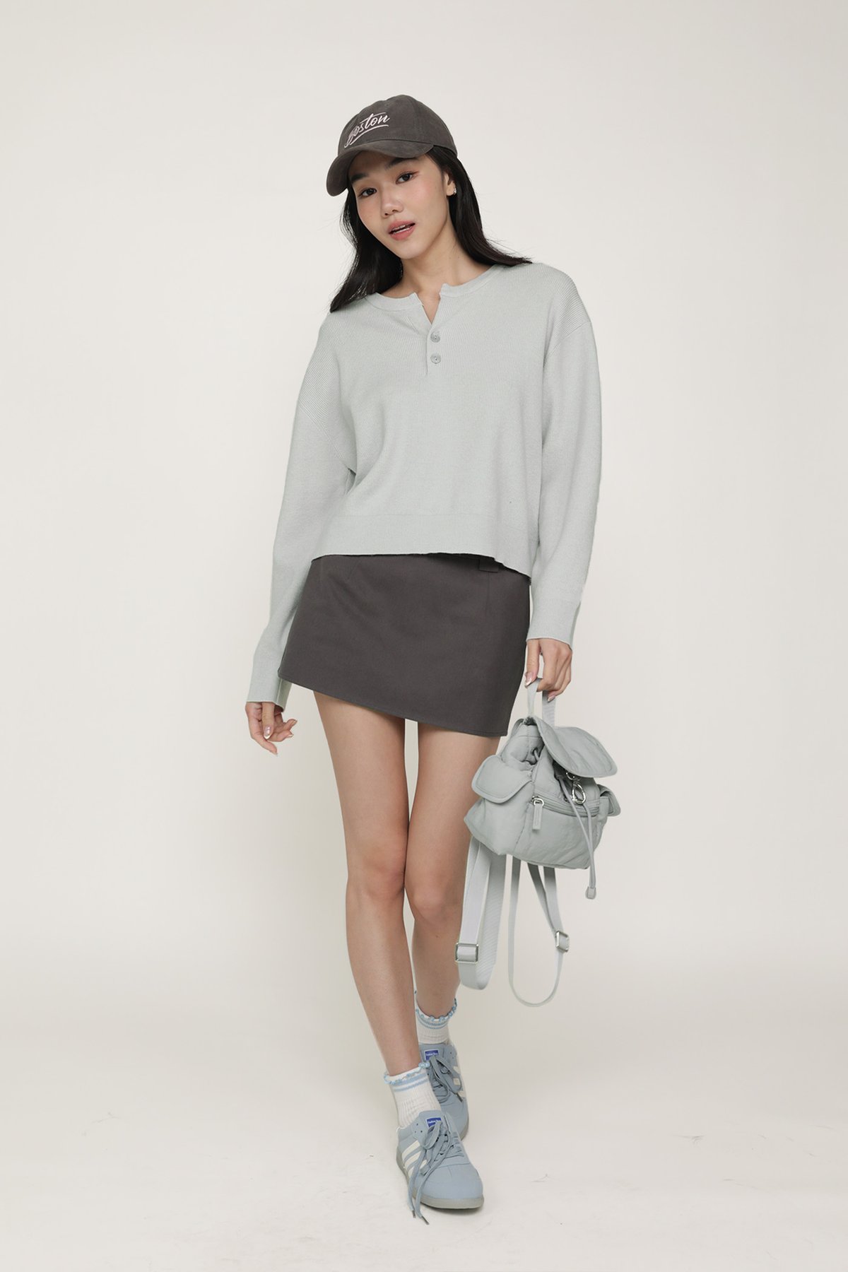 Marlow Button Knit Pullover (Light Grey)