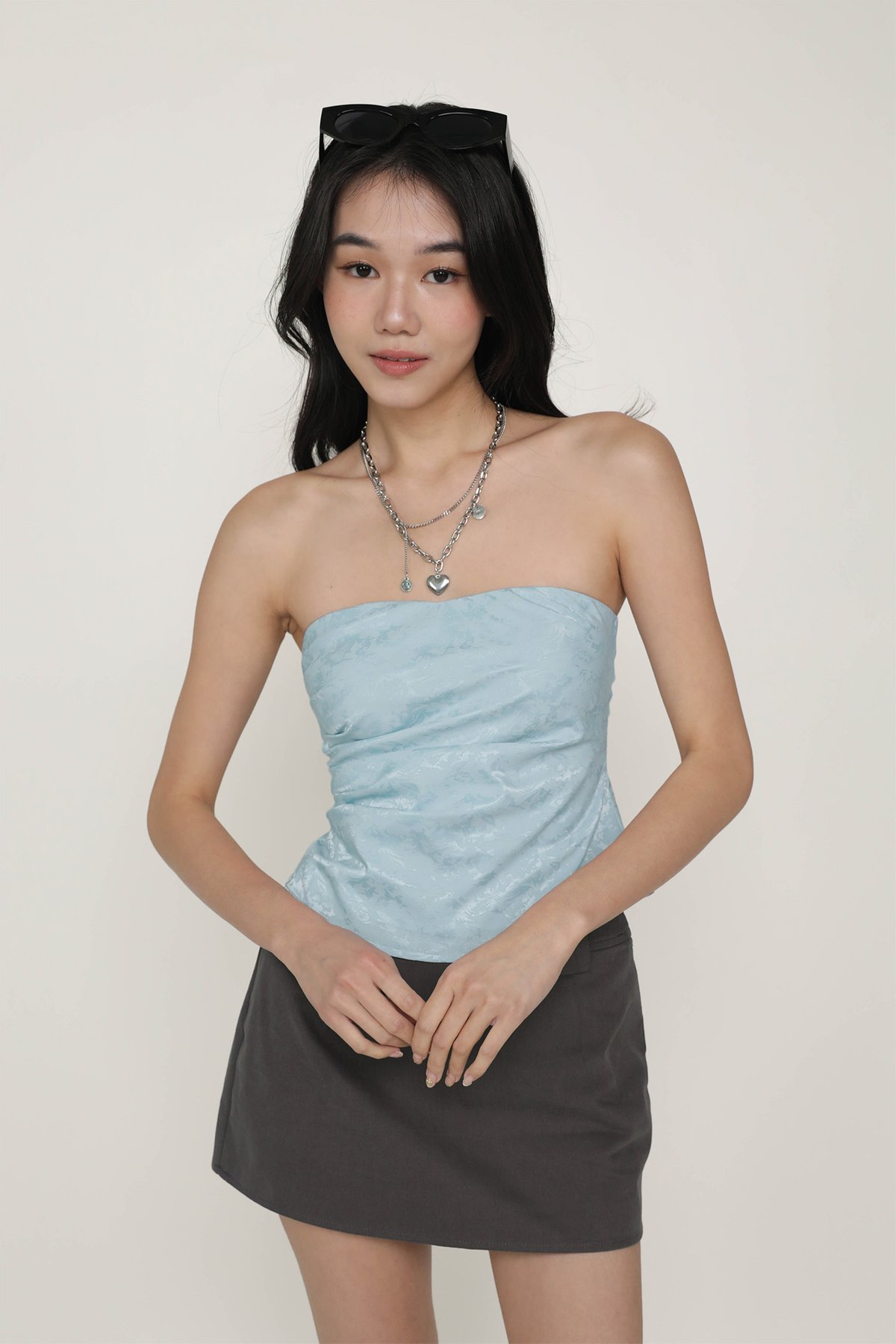 Narin Tube Top (Baby Blue Jacquard)