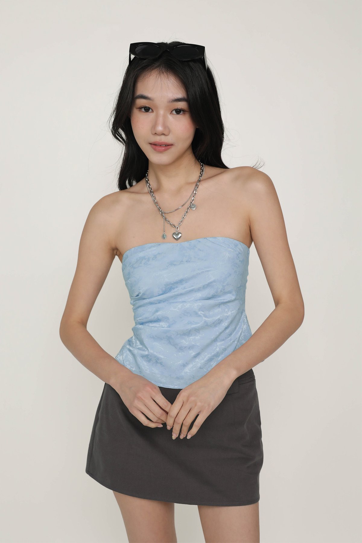 Narin Tube Top (Baby Blue Jacquard)