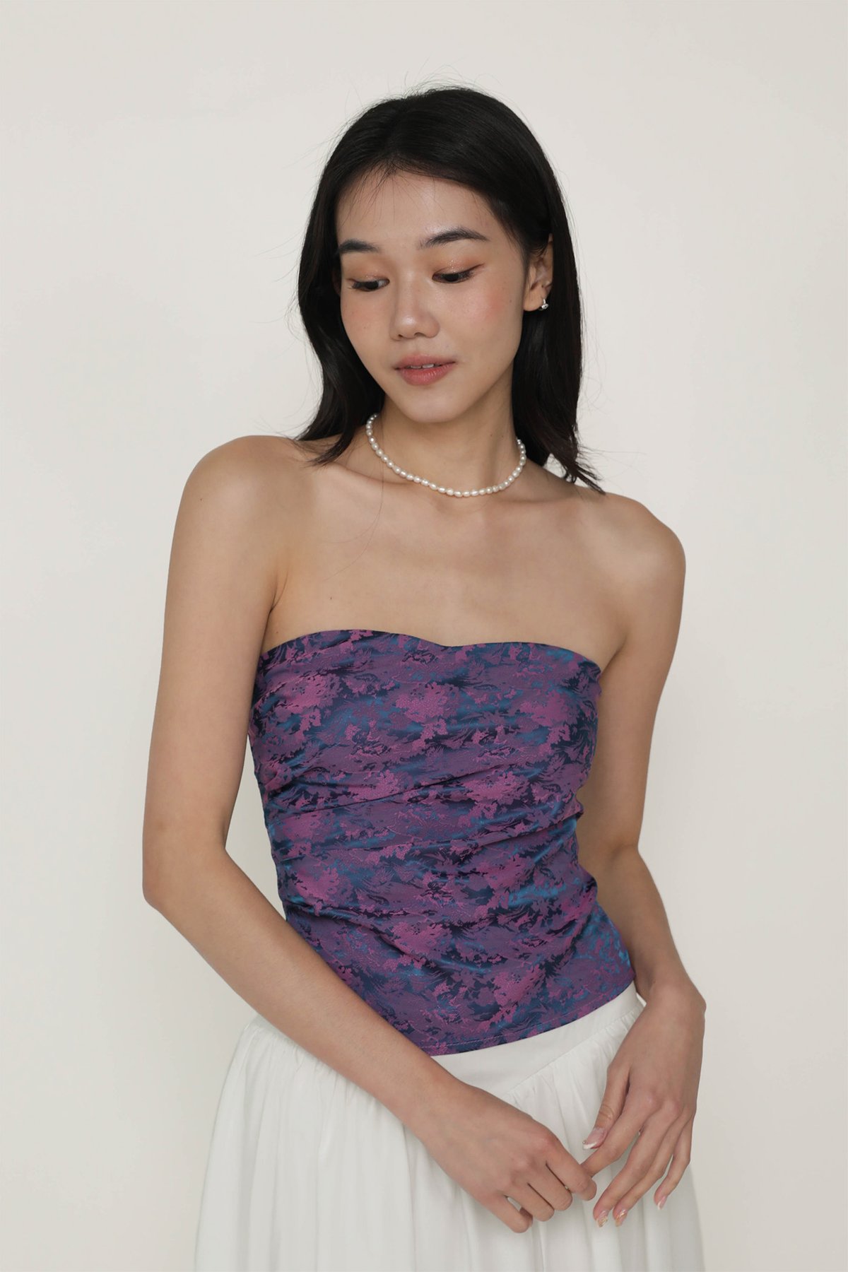 Narin Tube Top (Navy Jacquard)