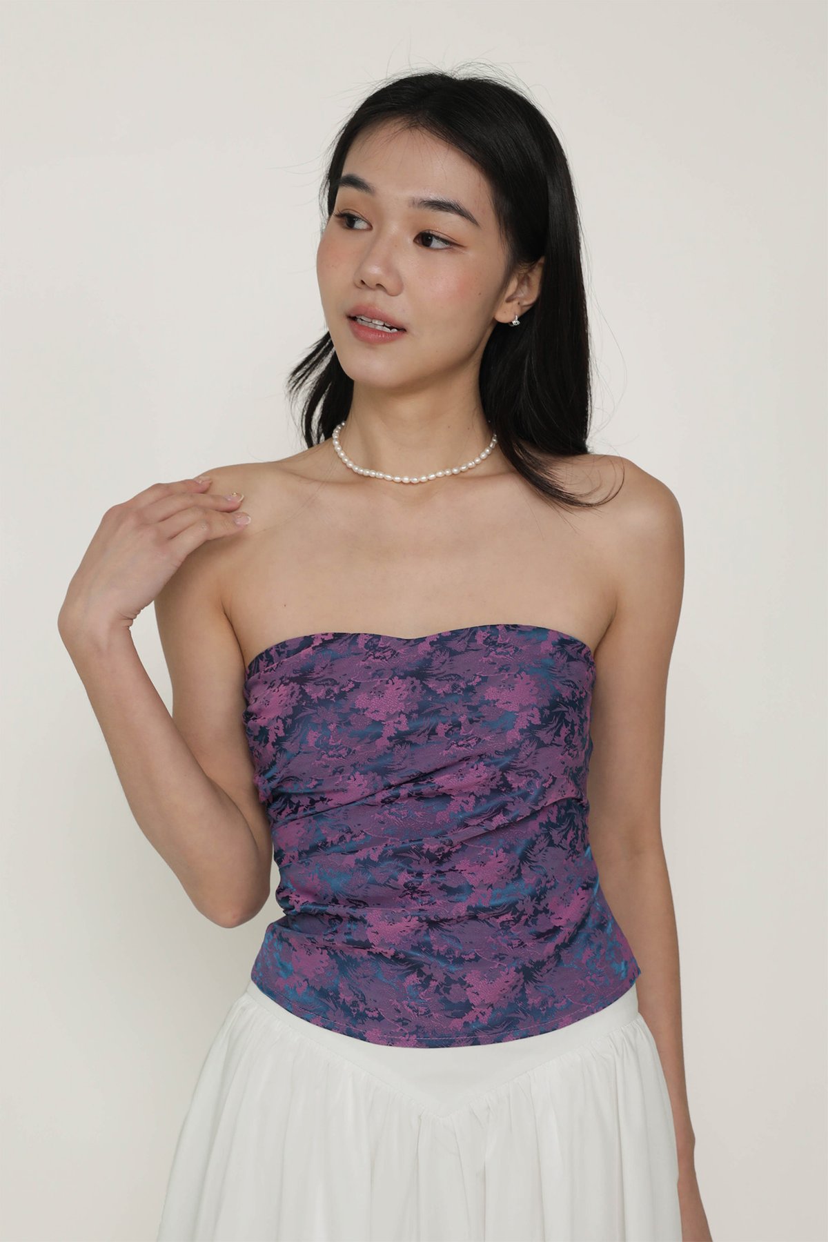 Narin Tube Top (Navy Jacquard)