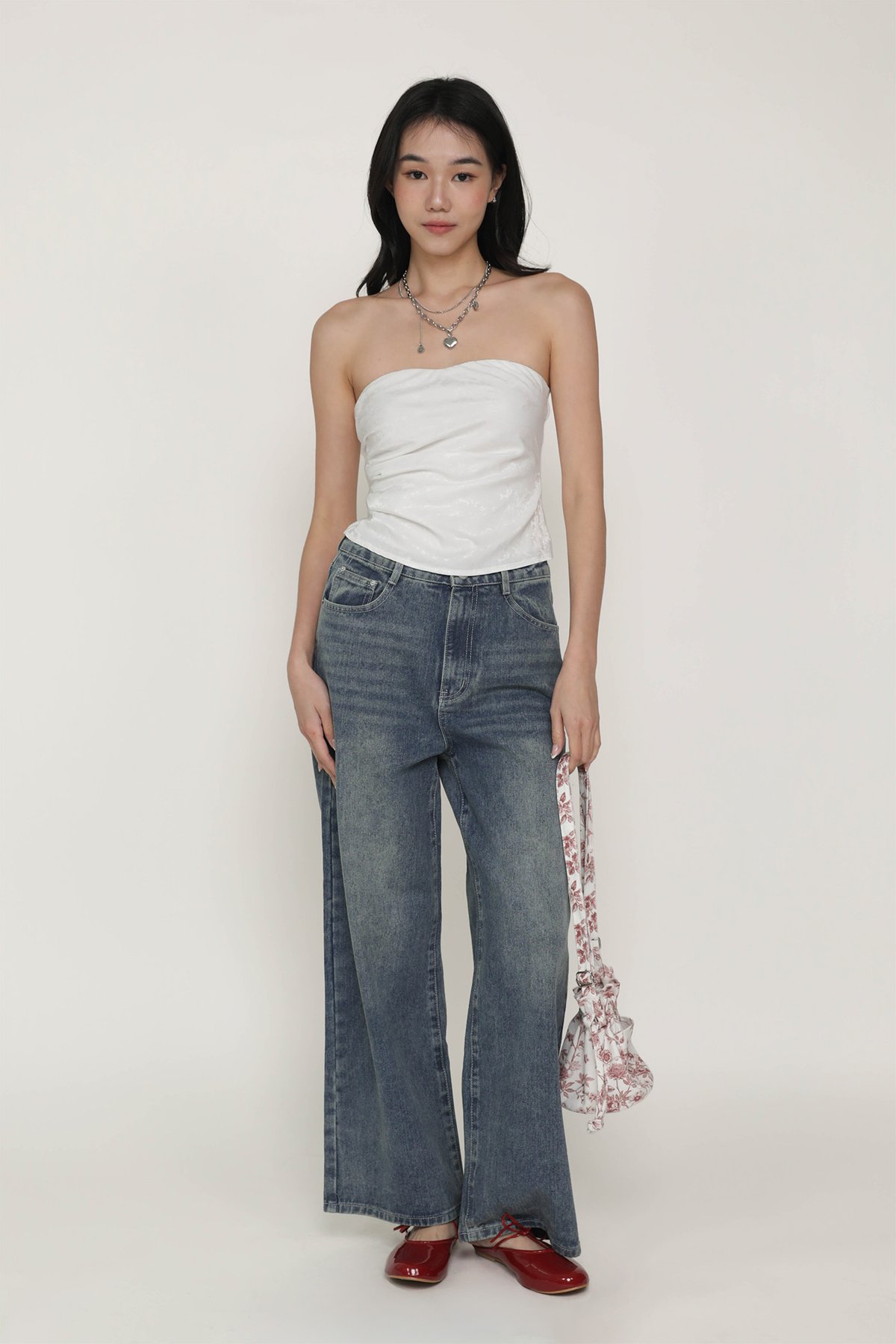 Narin Tube Top (White Jacquard)