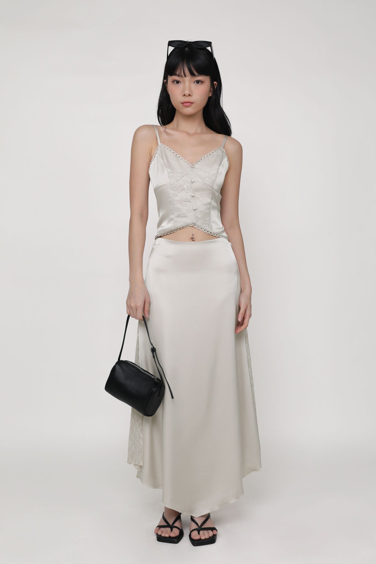 Neomi Side Lace Maxi Skirt (Champagne)