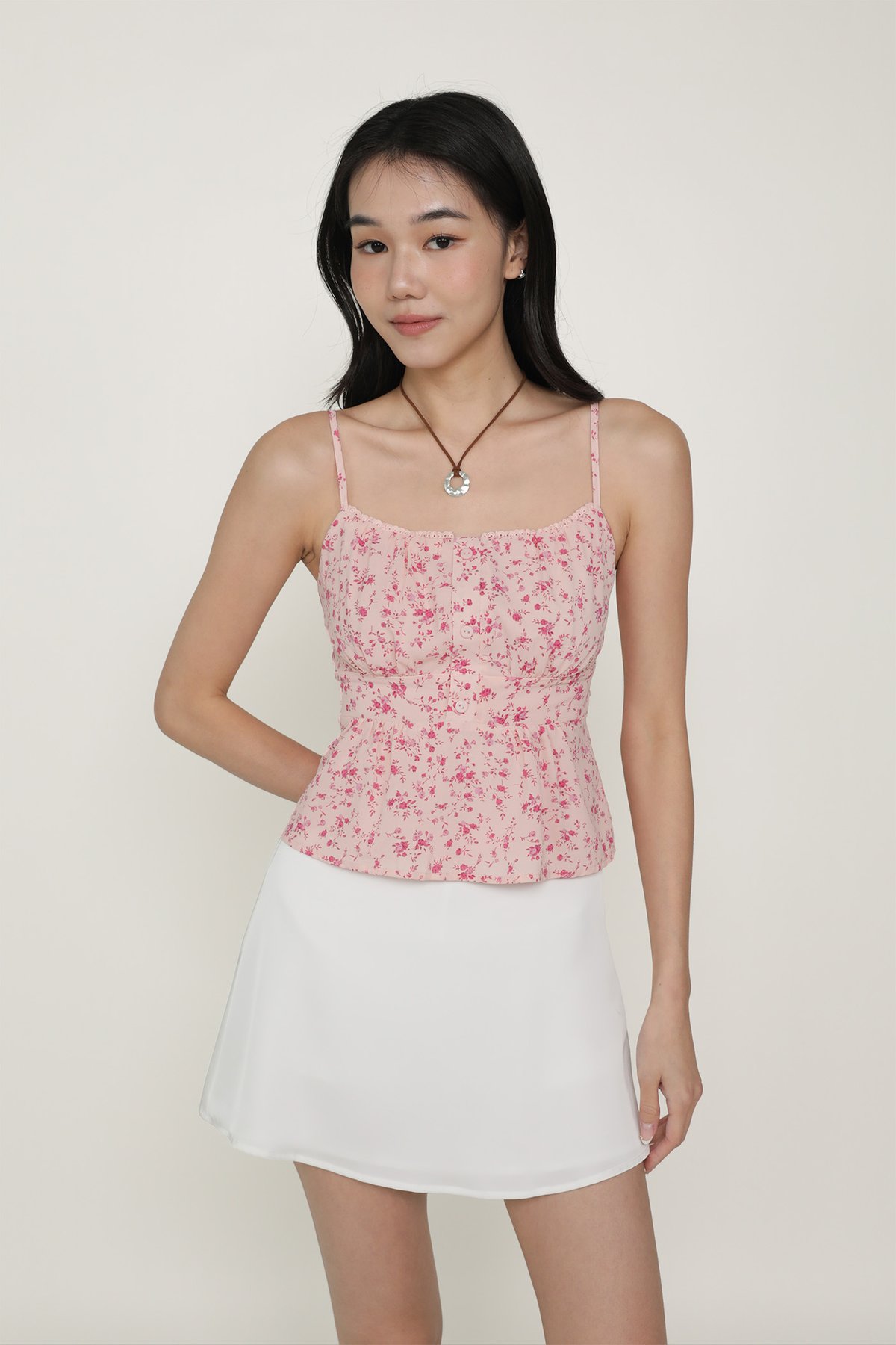 Priscilla Frills Babydoll Top (Pink Posies)