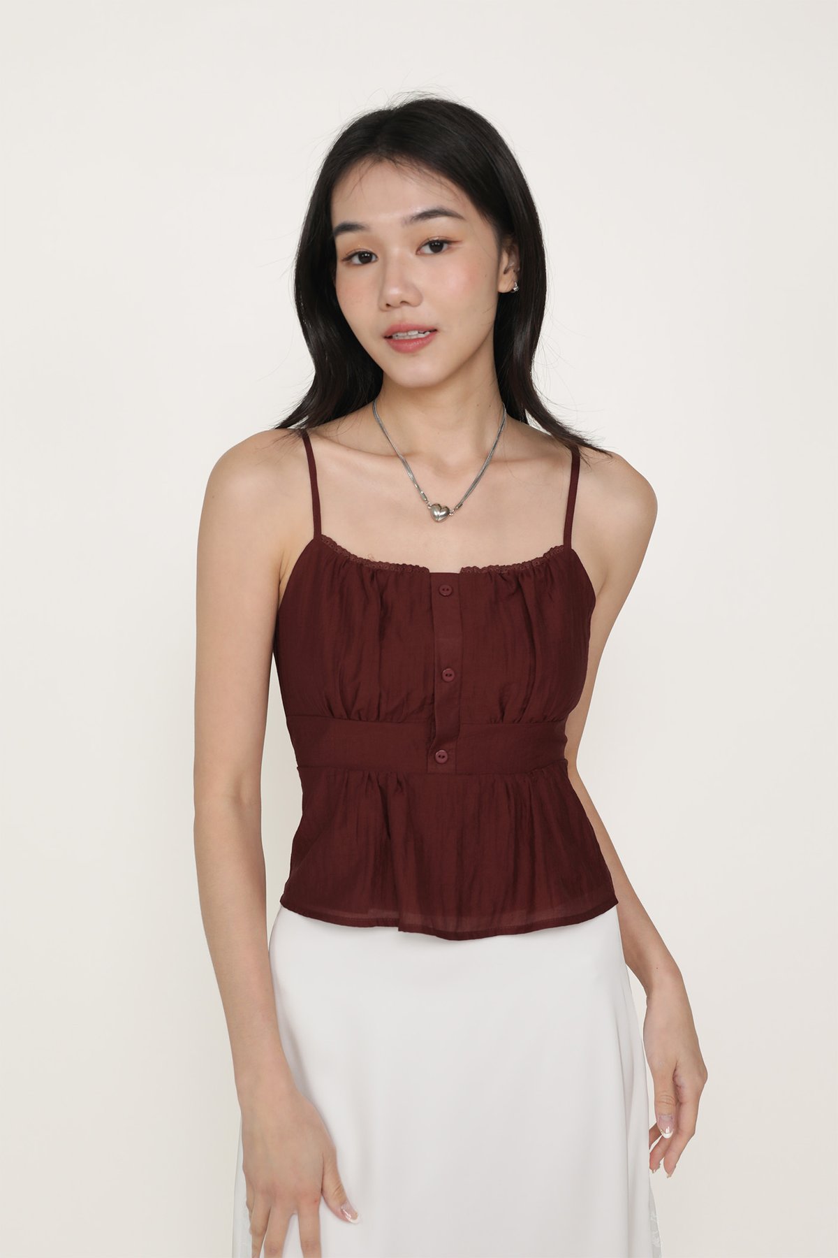 Priscilla Frills Babydoll Top (Terracotta)