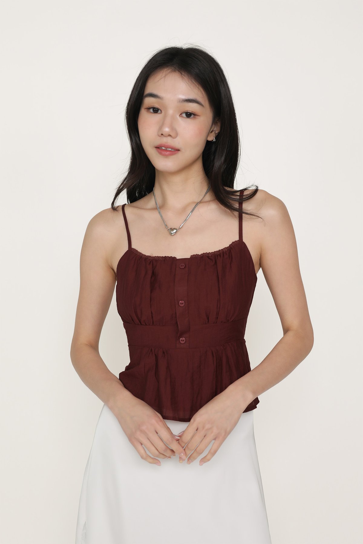 Priscilla Frills Babydoll Top (Terracotta)