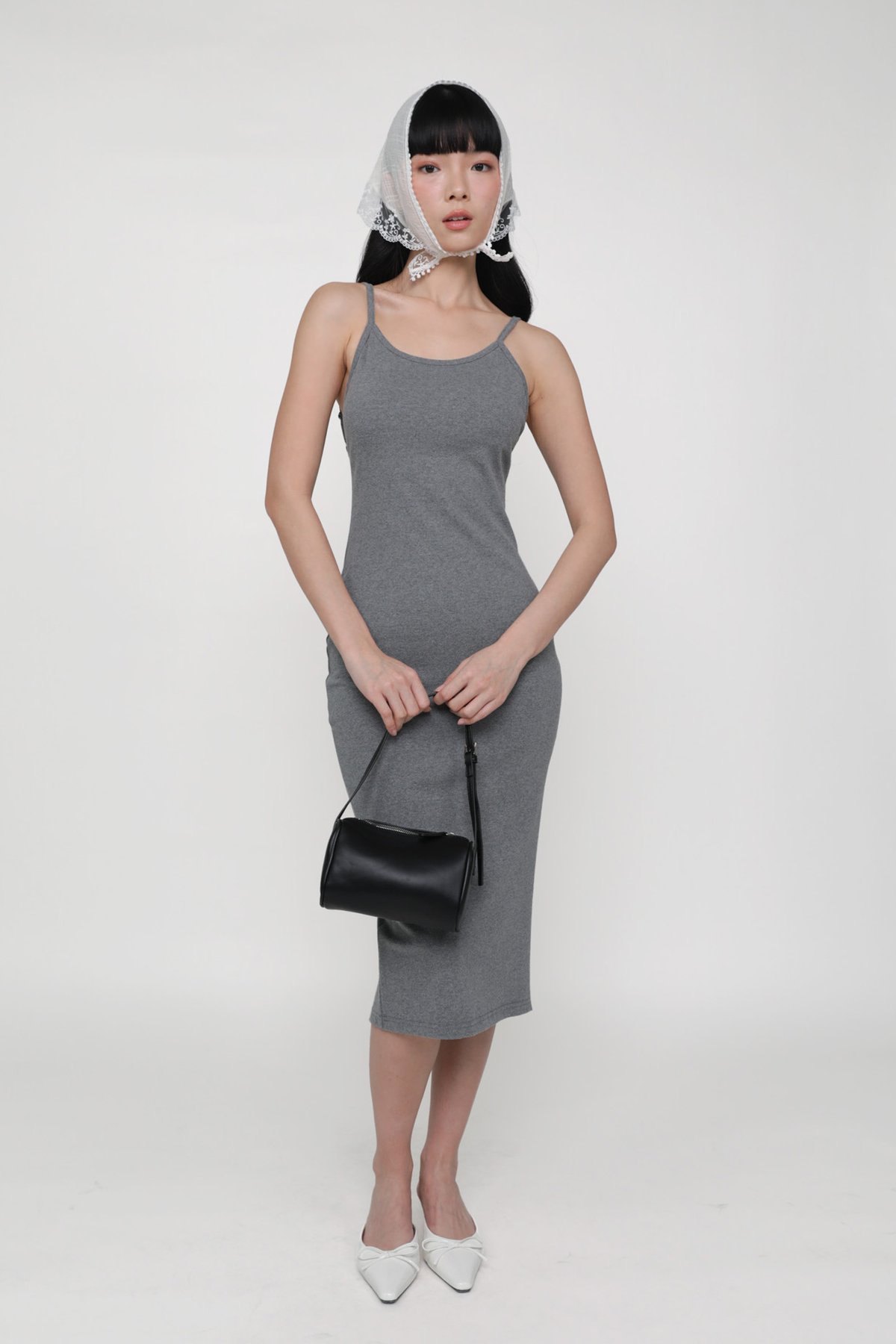 Reine Low Back Padded Dress (Dark Heather Grey)