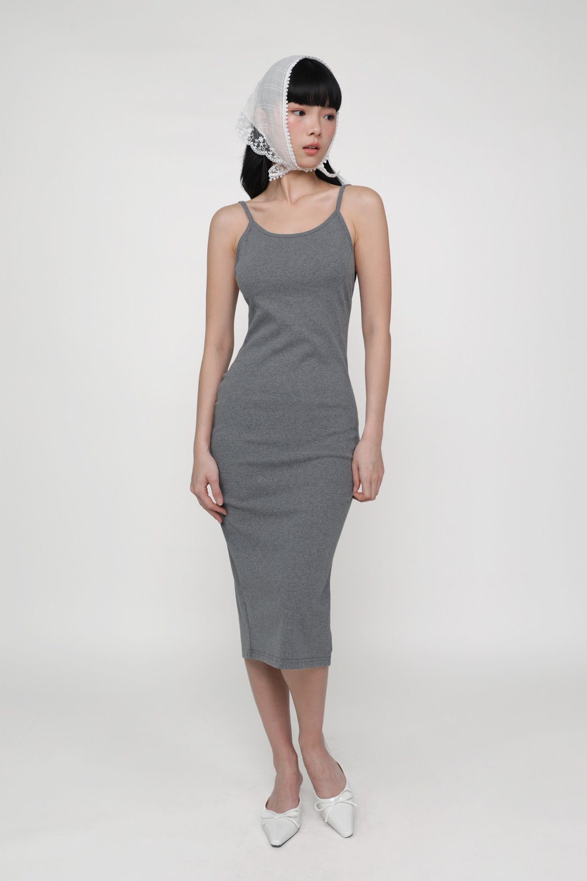 Reine Low Back Padded Dress (Dark Heather Grey)