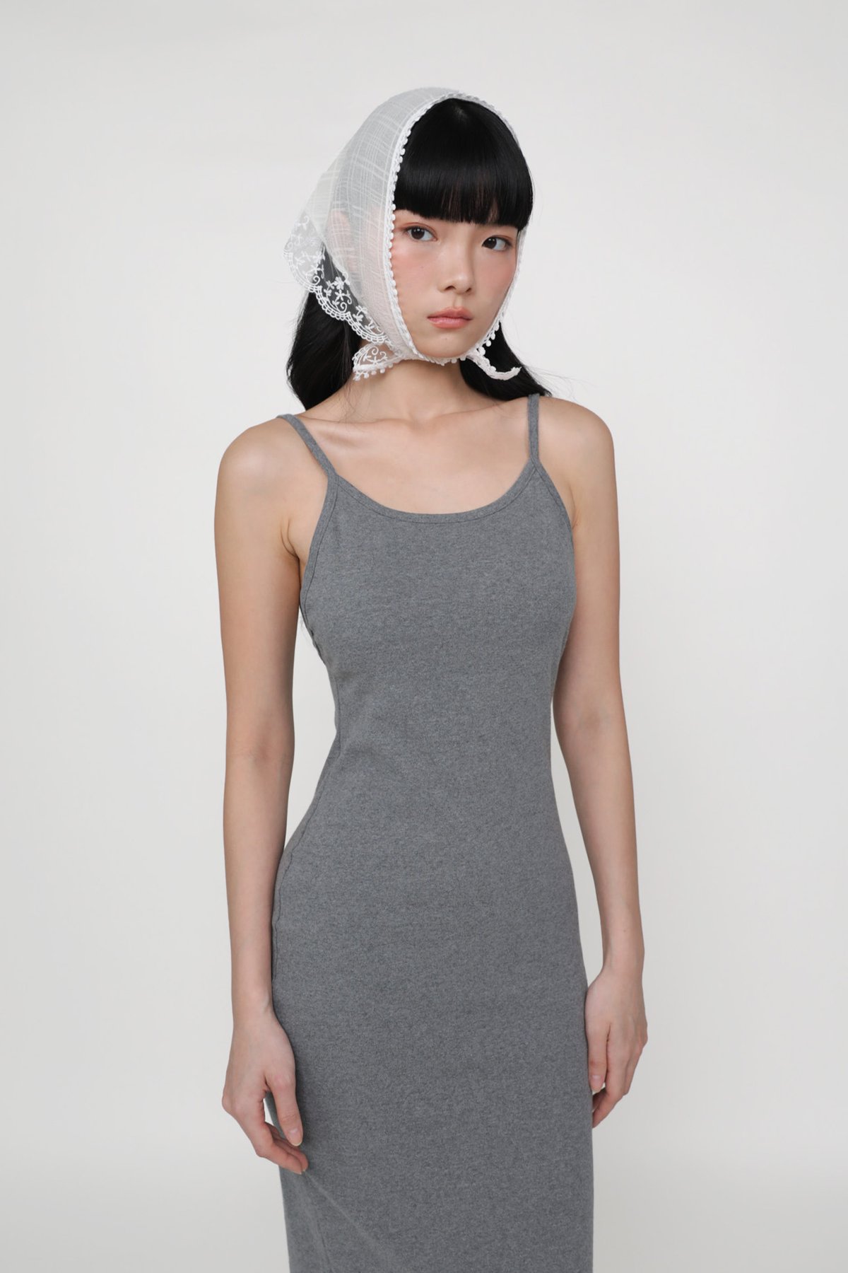 Reine Low Back Padded Dress (Dark Heather Grey)