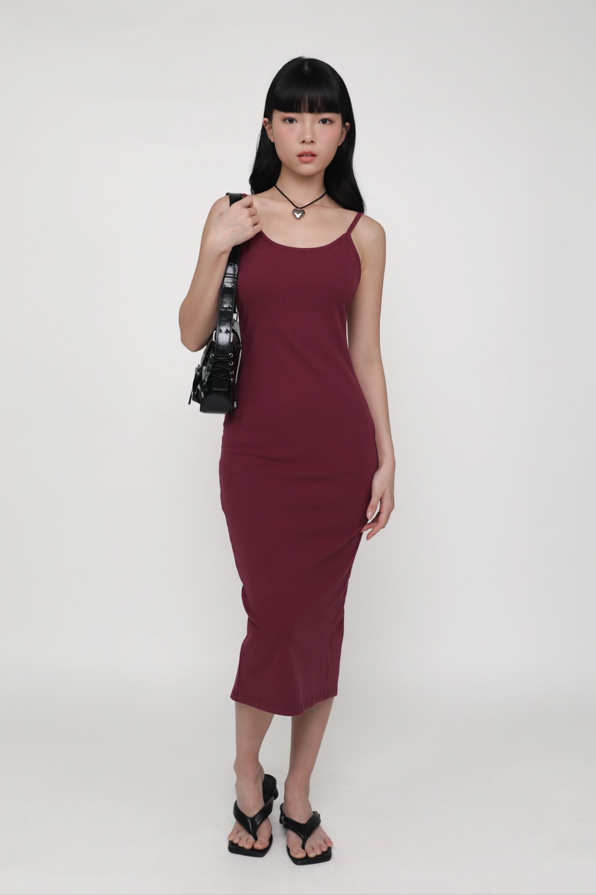 Reine Low Back Padded Dress (Maroon)