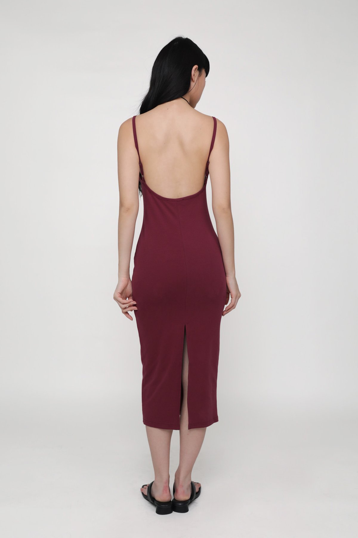 Reine Low Back Padded Dress (Maroon)