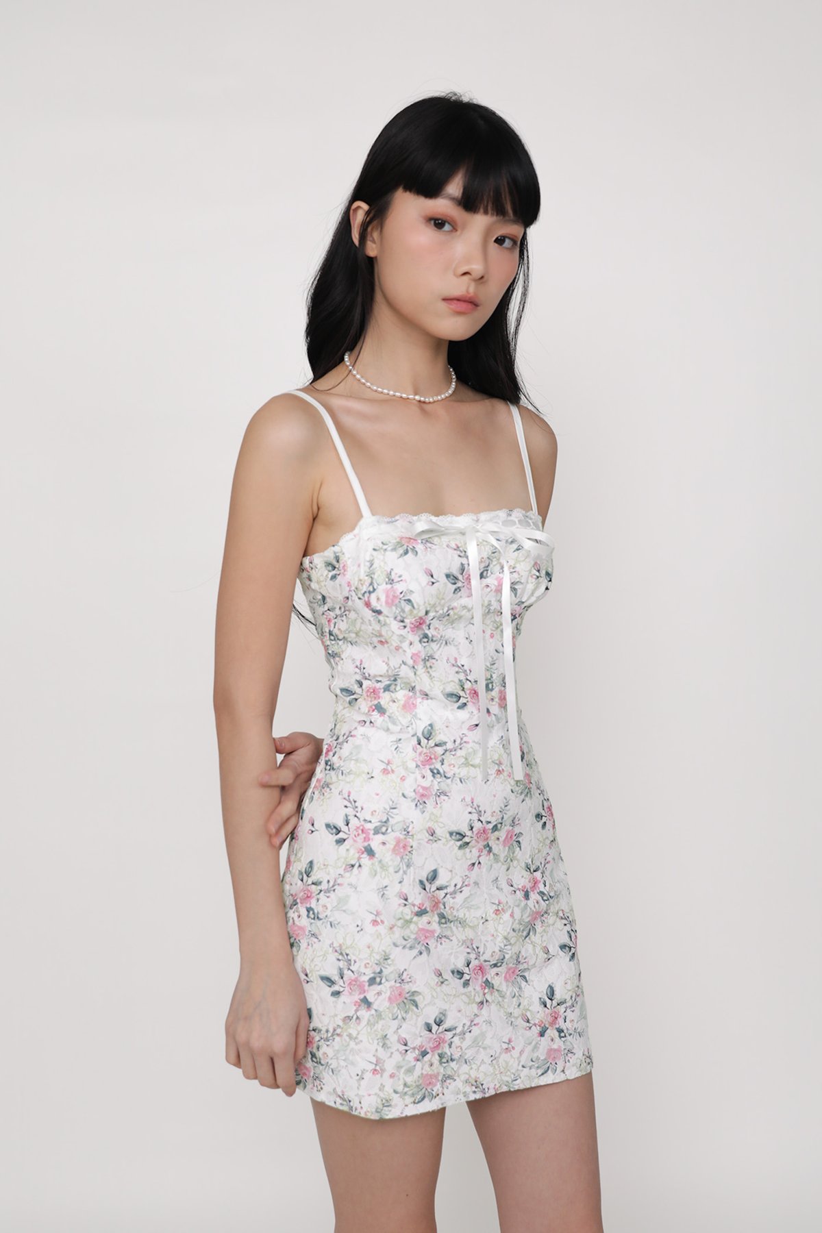 Winona Lace Floral Mini Dress (Pink)