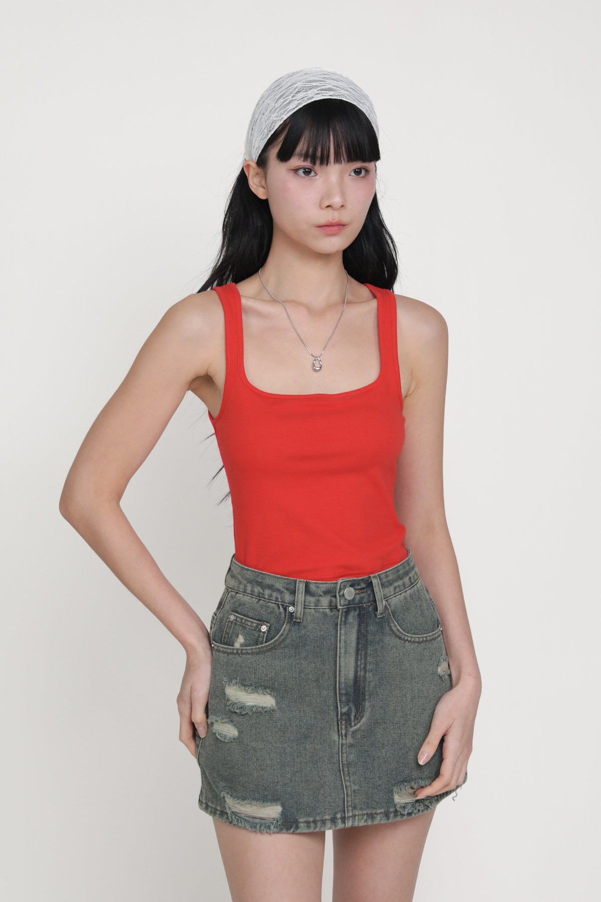 Georgie Ripped Denim Skorts (Vintage Wash)