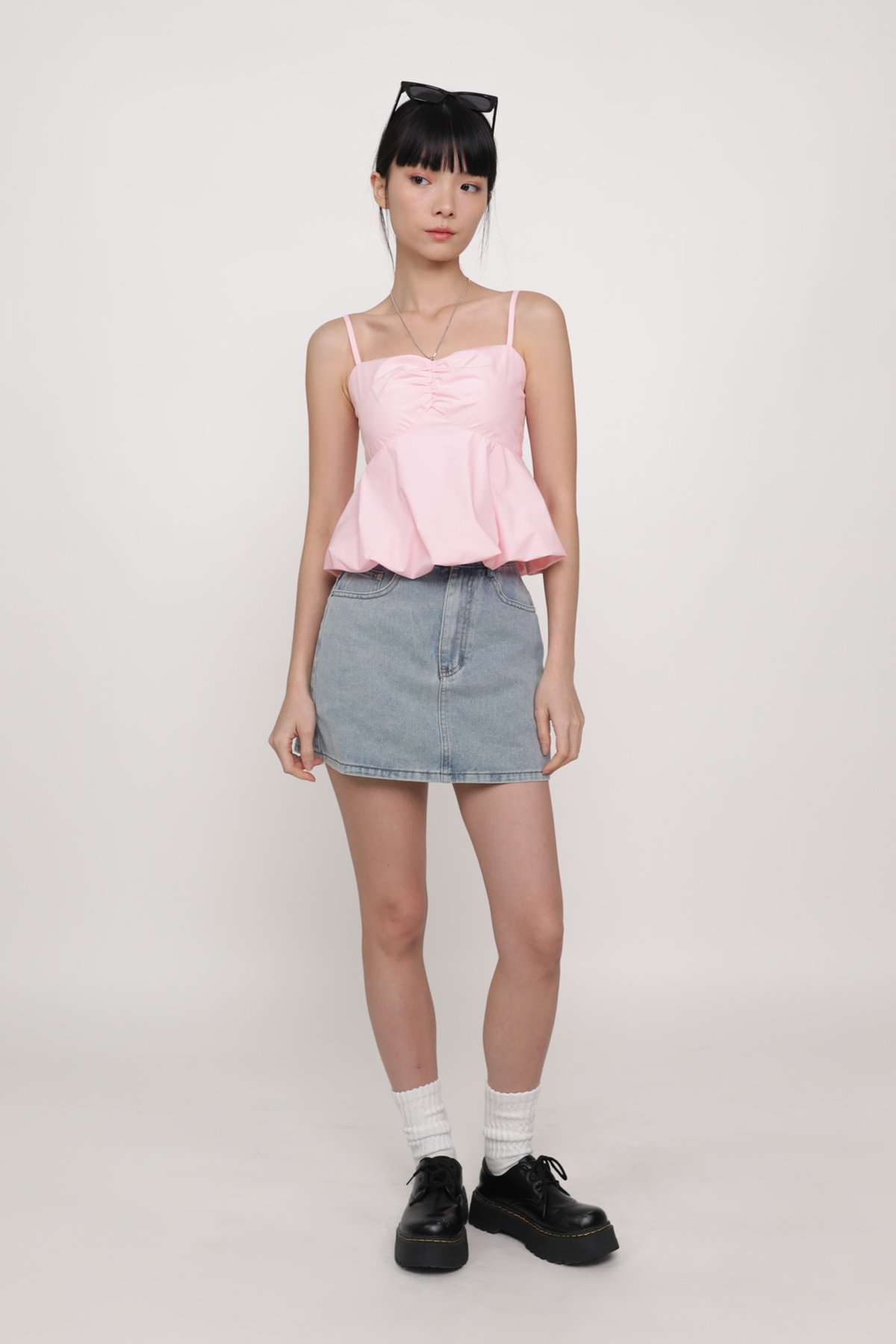 Annabelle Bustier Balloon Hem Padded Top (Bubblegum)