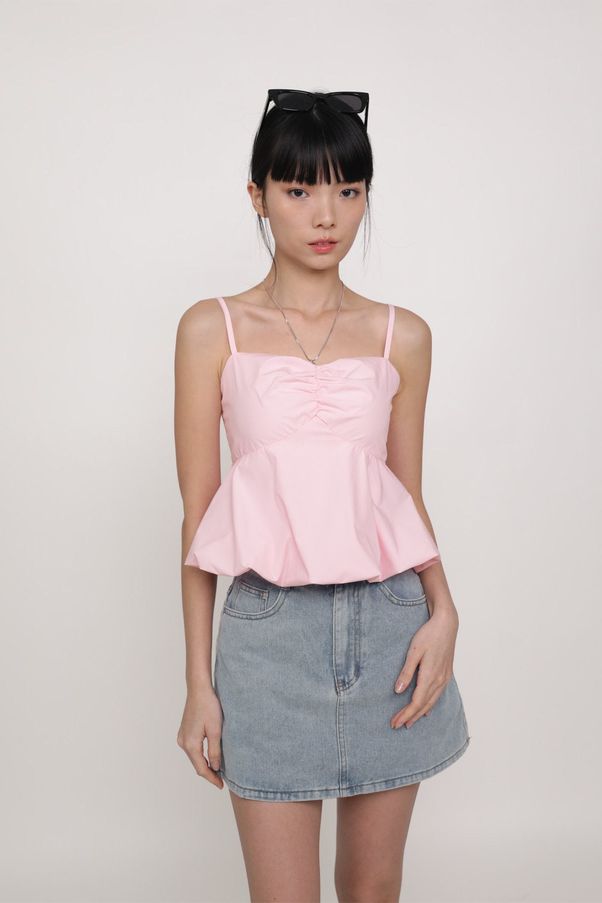 Annabelle Bustier Balloon Hem Padded Top (Bubblegum)