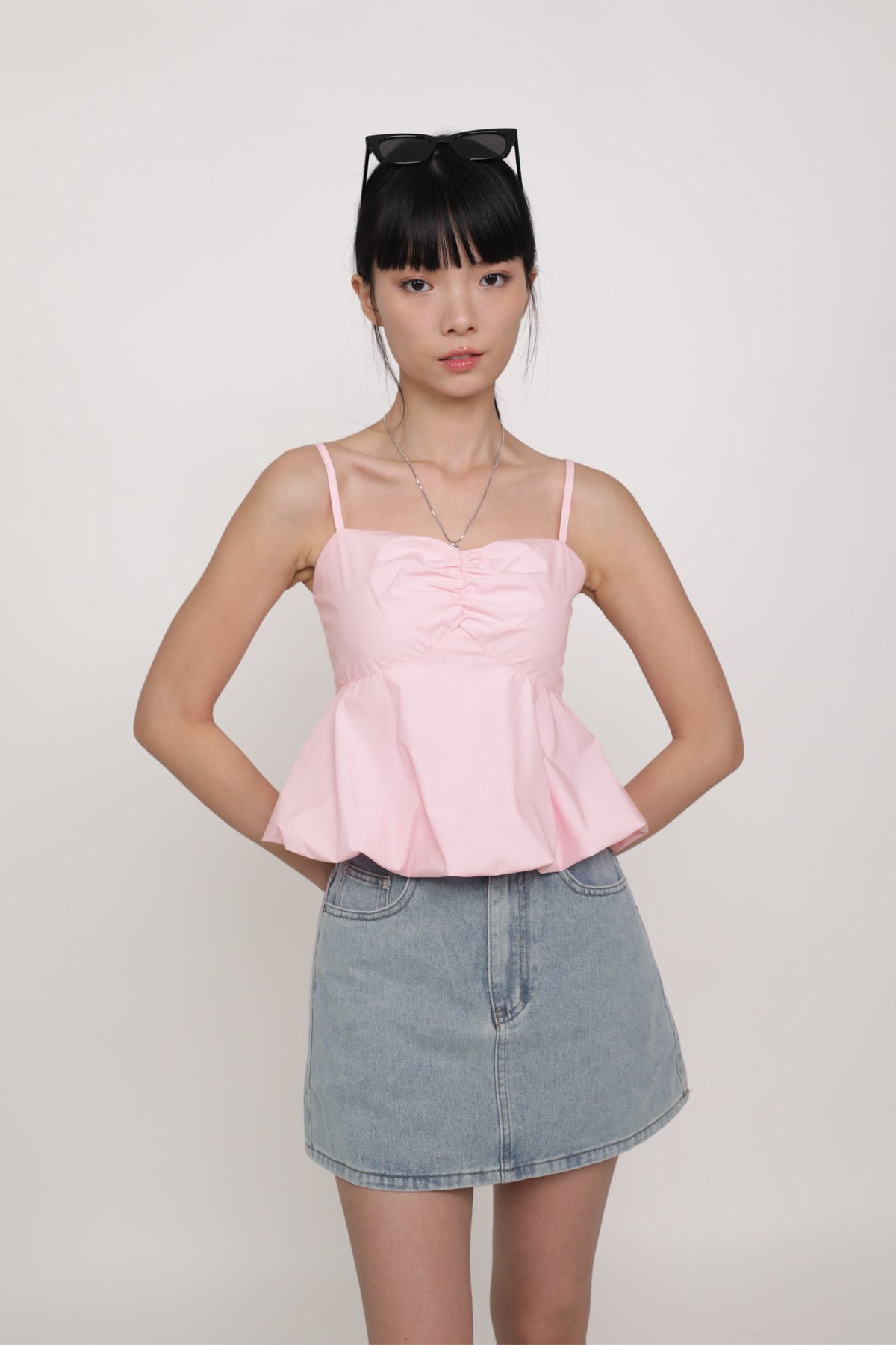 Annabelle Bustier Balloon Hem Padded Top (Bubblegum)