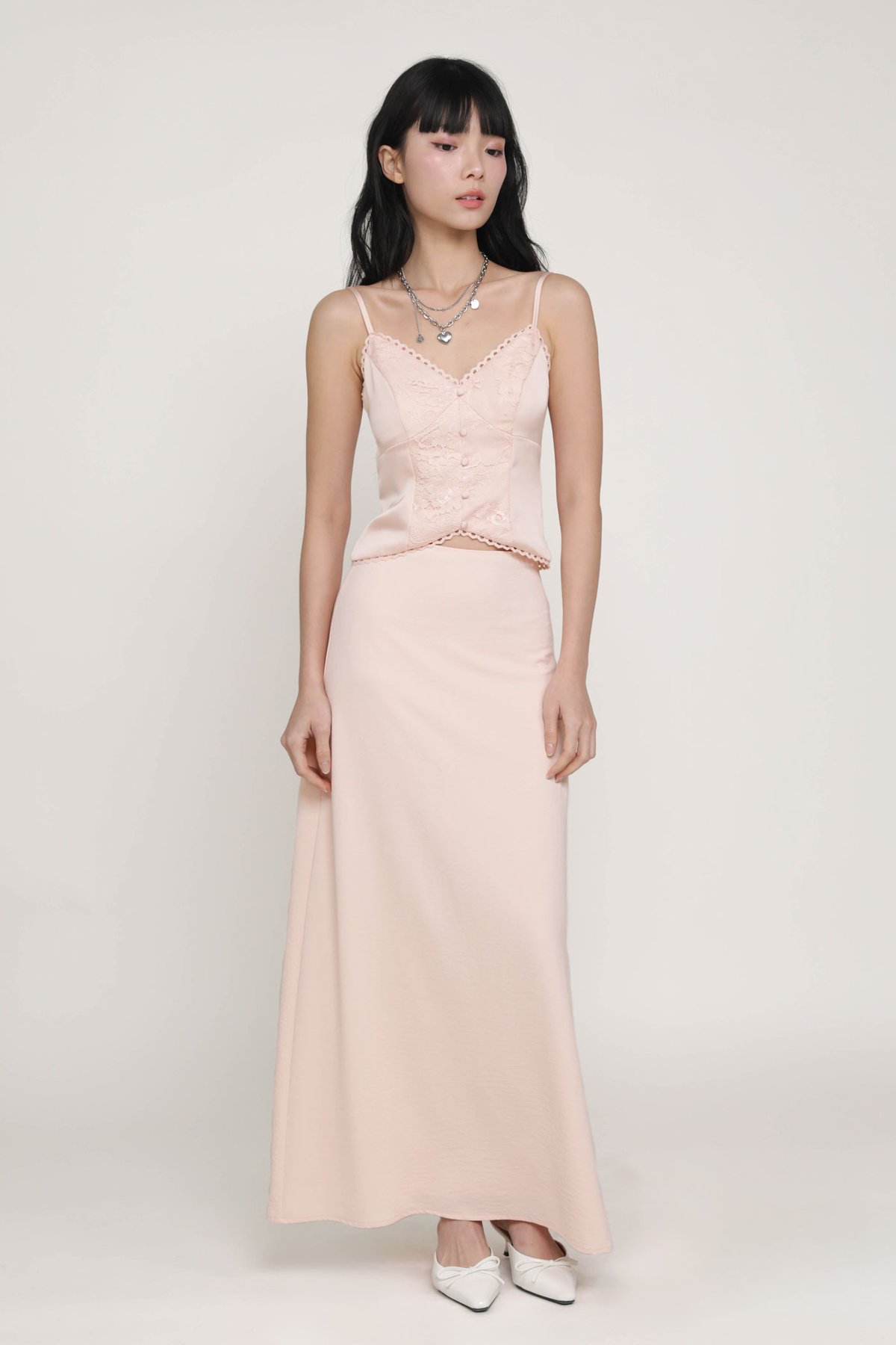 Beatrice Textured Maxi Skirt (Sakura Pink)