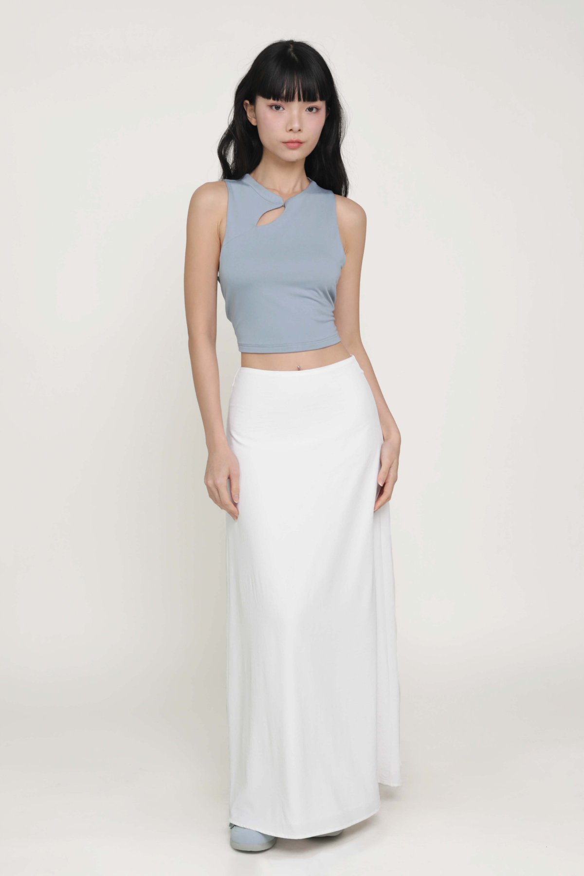 Beatrice Textured Maxi Skirt (White)