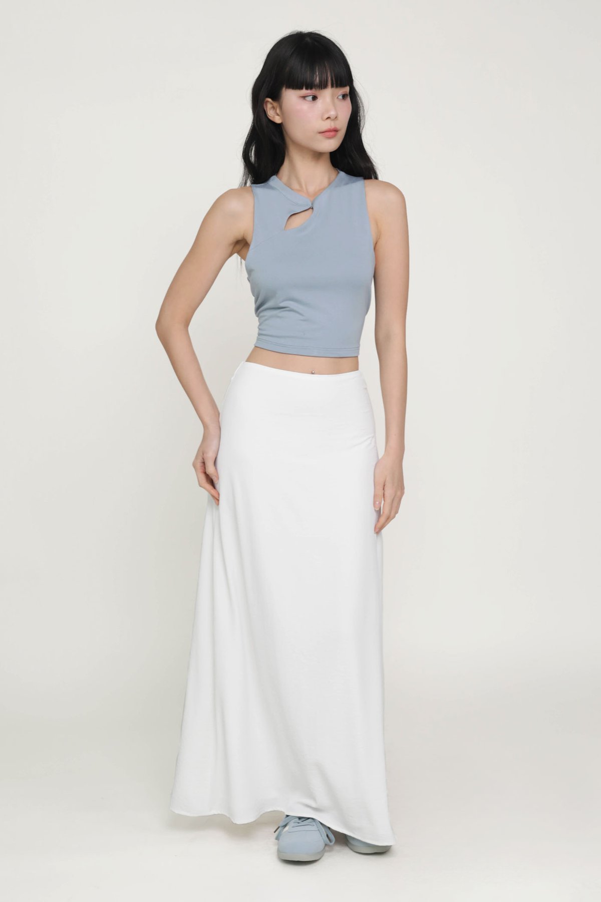 Beatrice Textured Maxi Skirt (White)