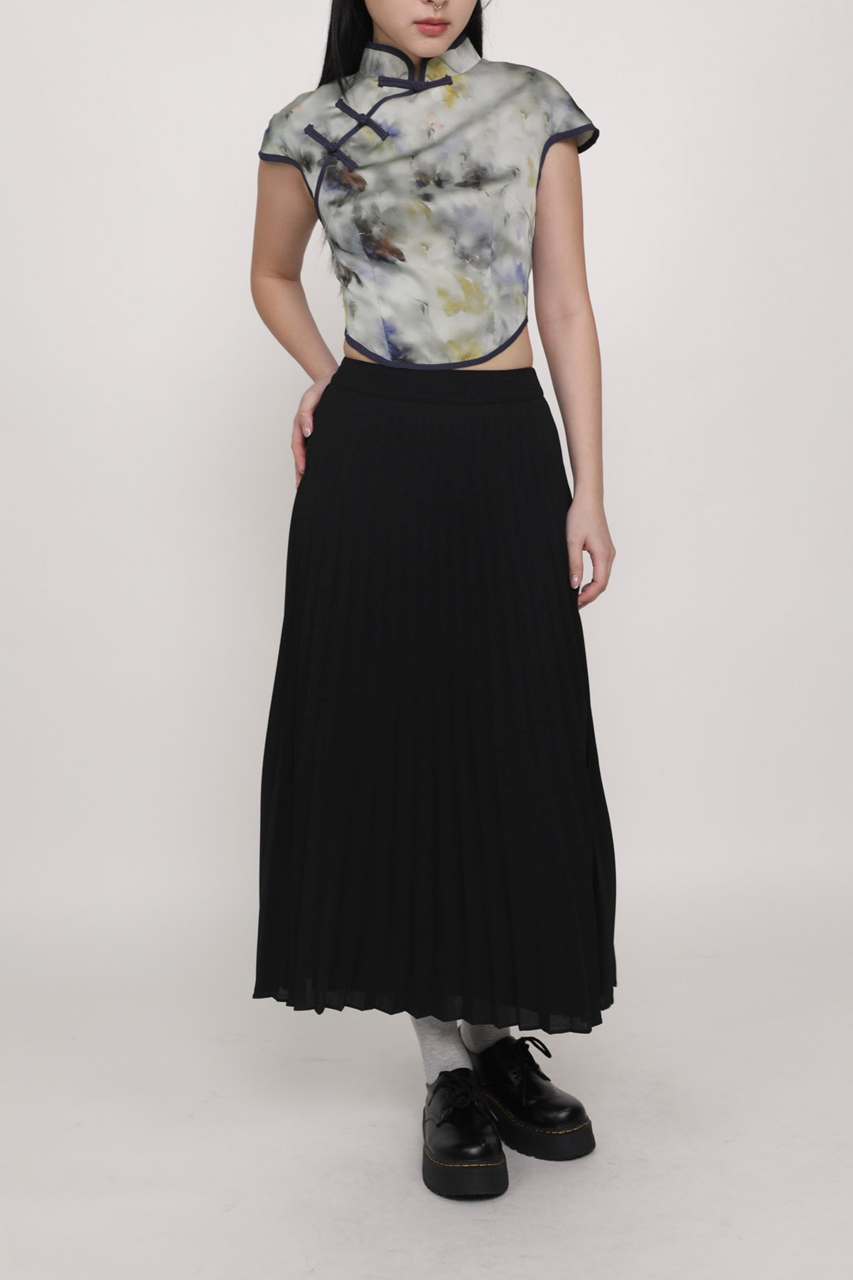 Catherine Pleated Maxi Skirt (Black)