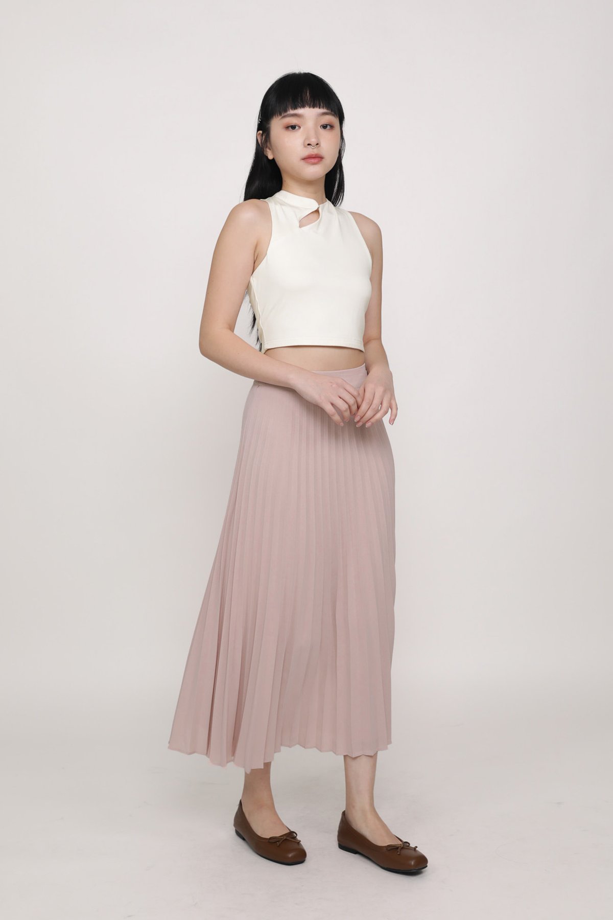 Catherine Pleated Maxi Skirt (Dusty Pink)