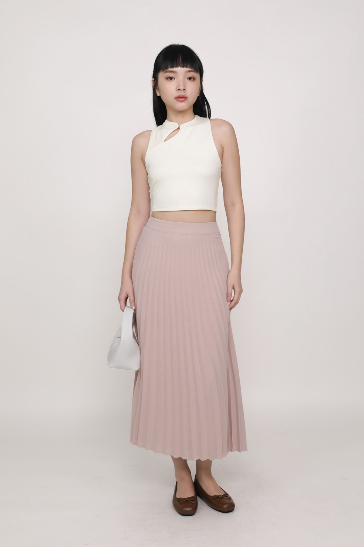 Catherine Pleated Maxi Skirt (Dusty Pink)