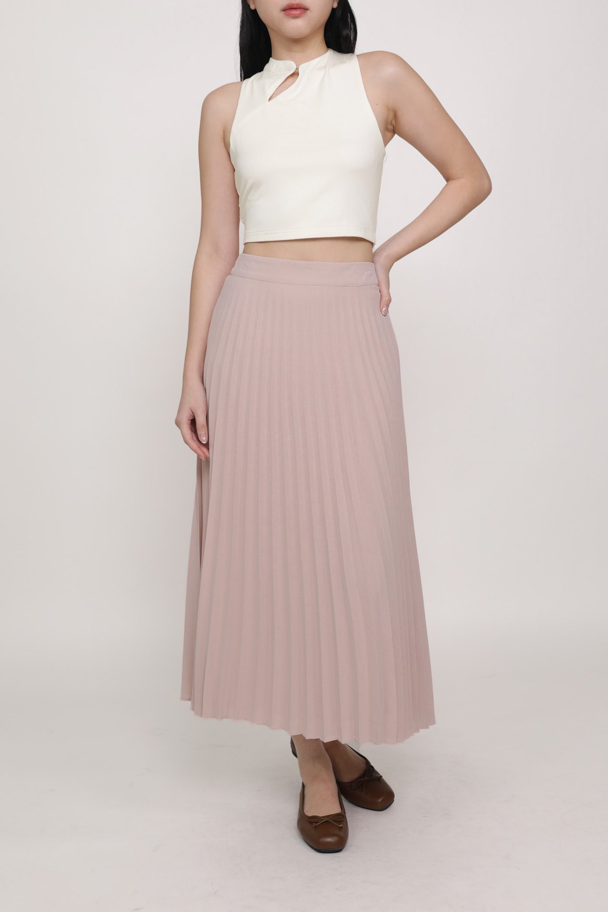 Catherine Pleated Maxi Skirt (Dusty Pink)