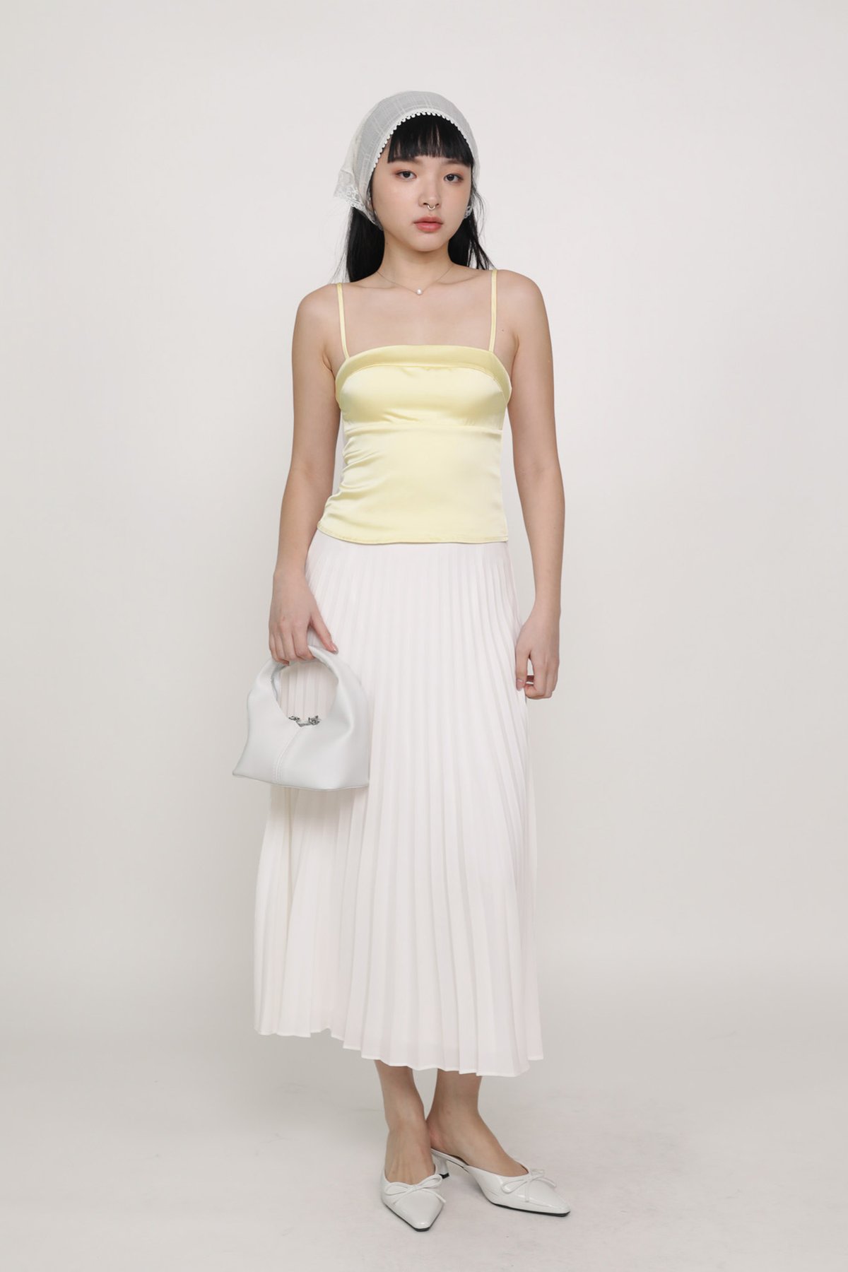 Catherine Pleated Maxi Skirt (White)