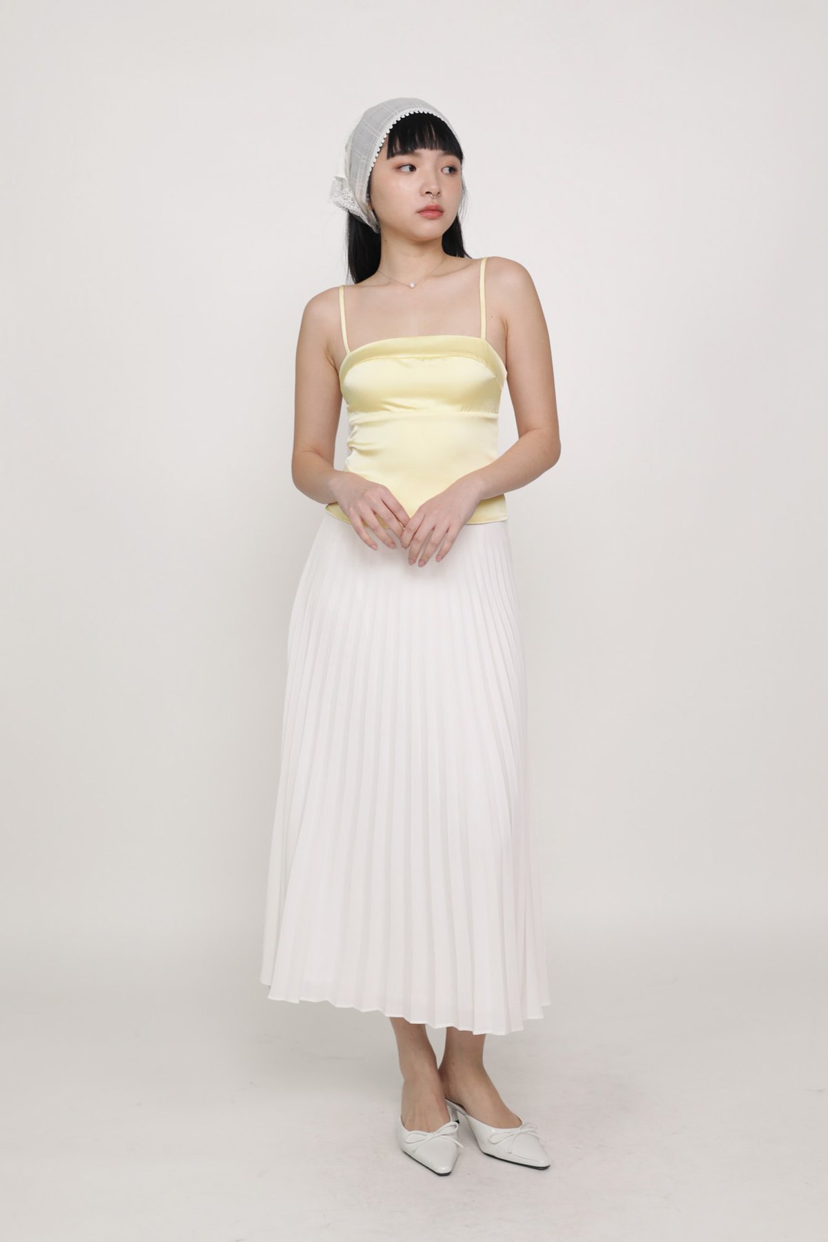 Catherine Pleated Maxi Skirt (White)