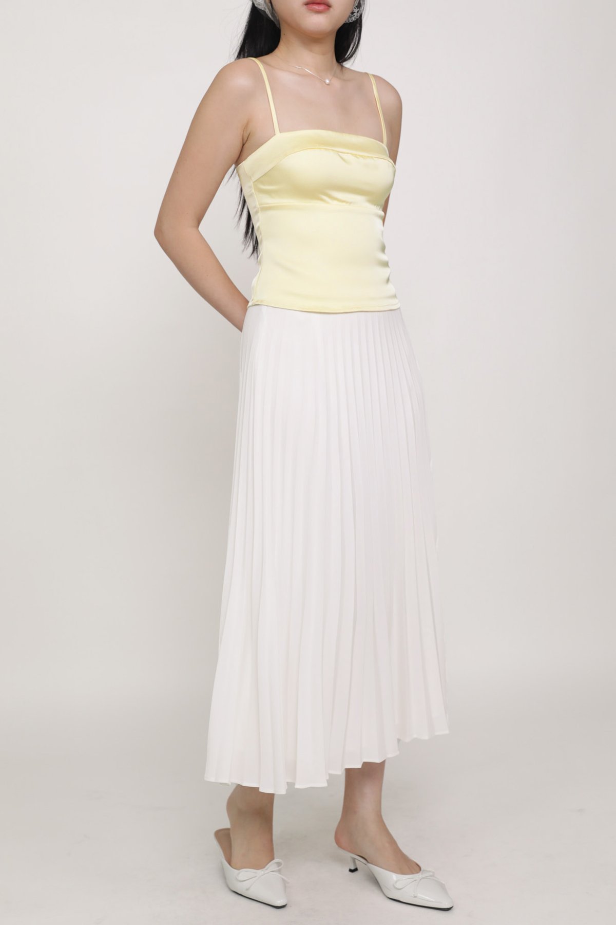 Catherine Pleated Maxi Skirt (White)