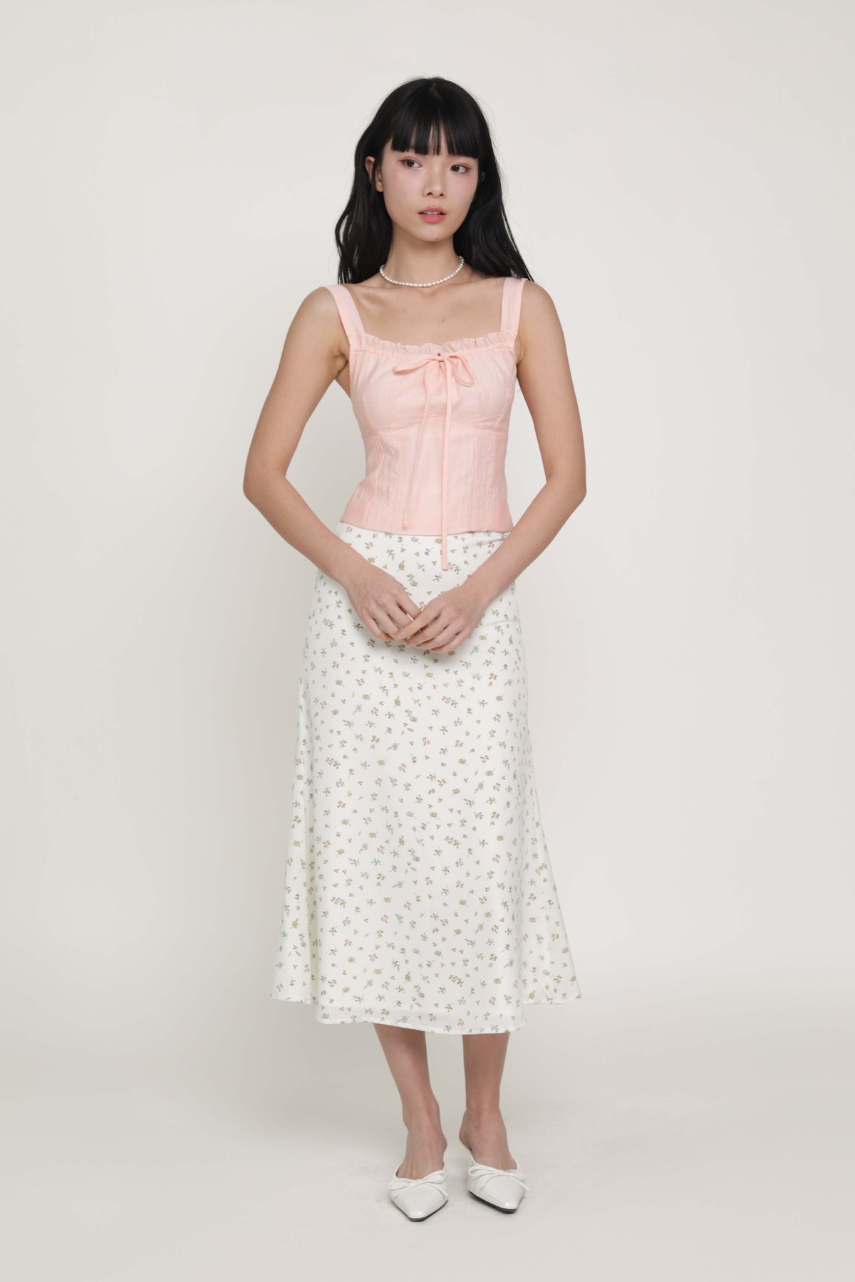 Elayne Frills Tie Front Top (Sakura Pink)