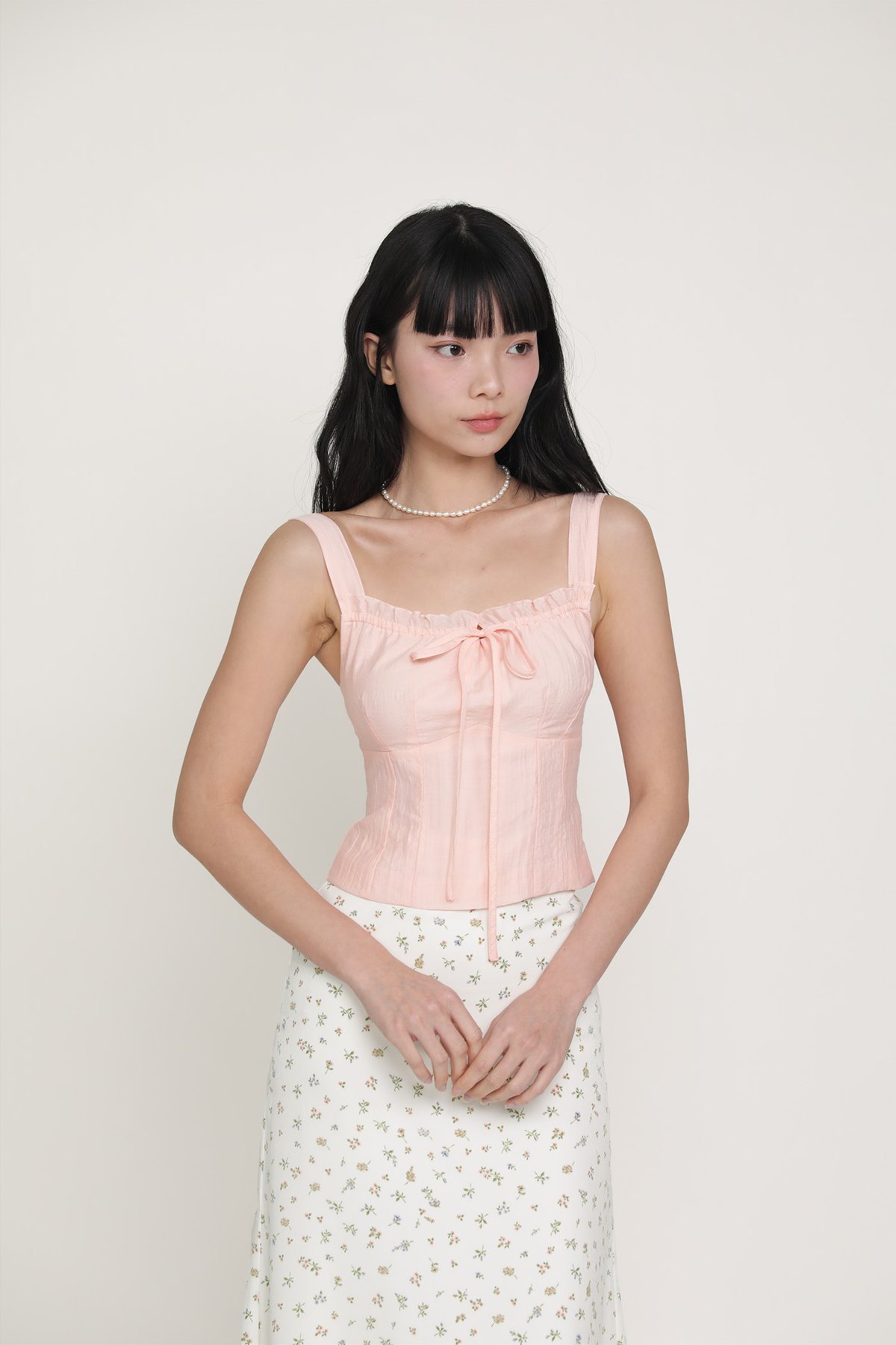 Elayne Frills Tie Front Top (Sakura Pink)