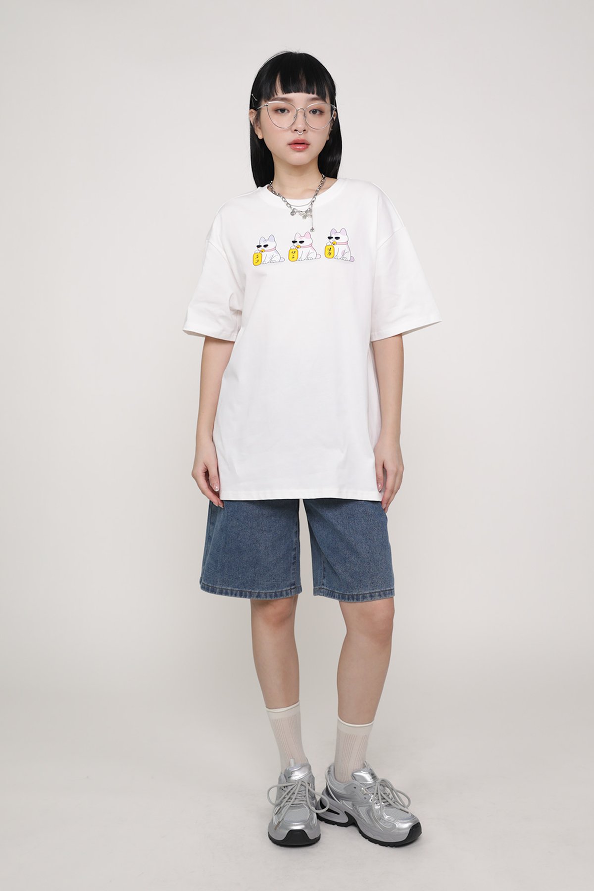 Fortune Cat Tee (White)