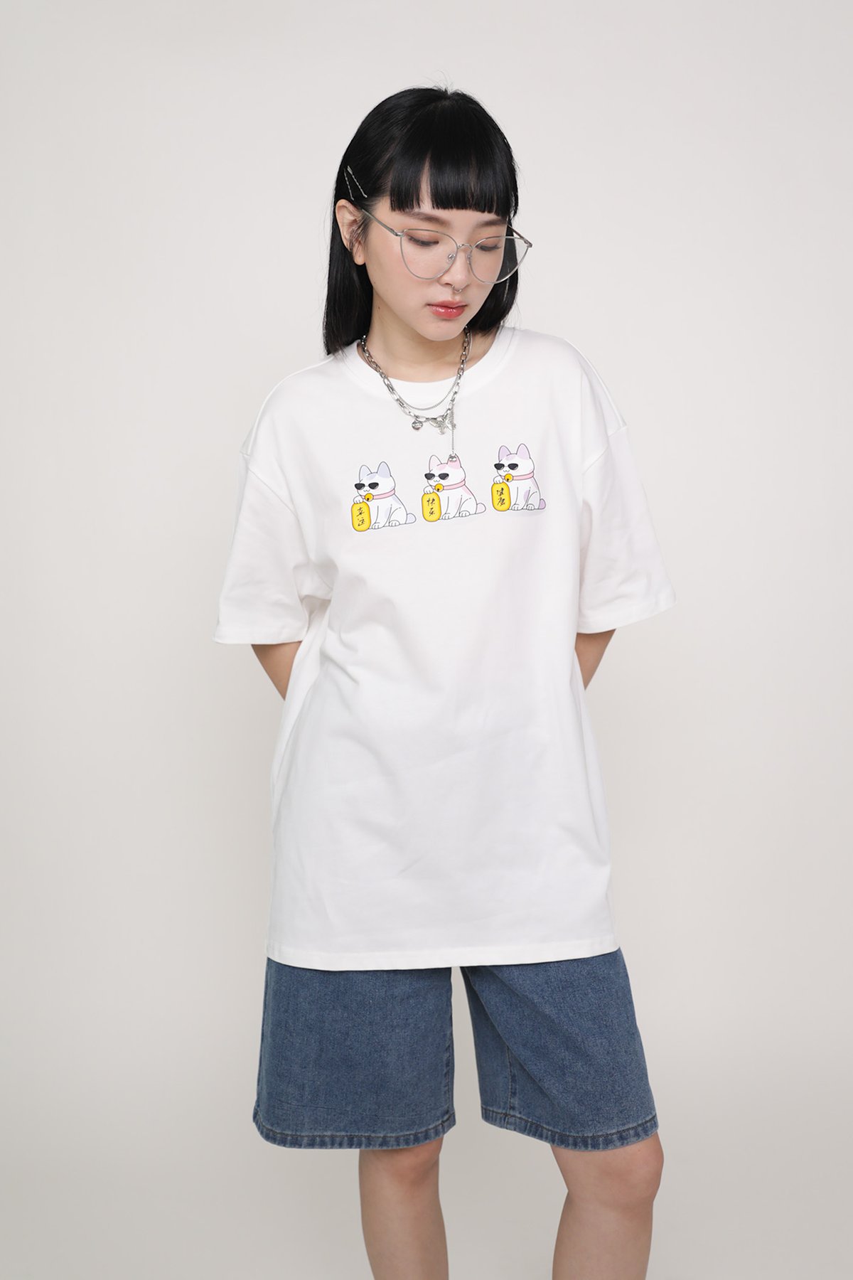 Fortune Cat Tee (White)