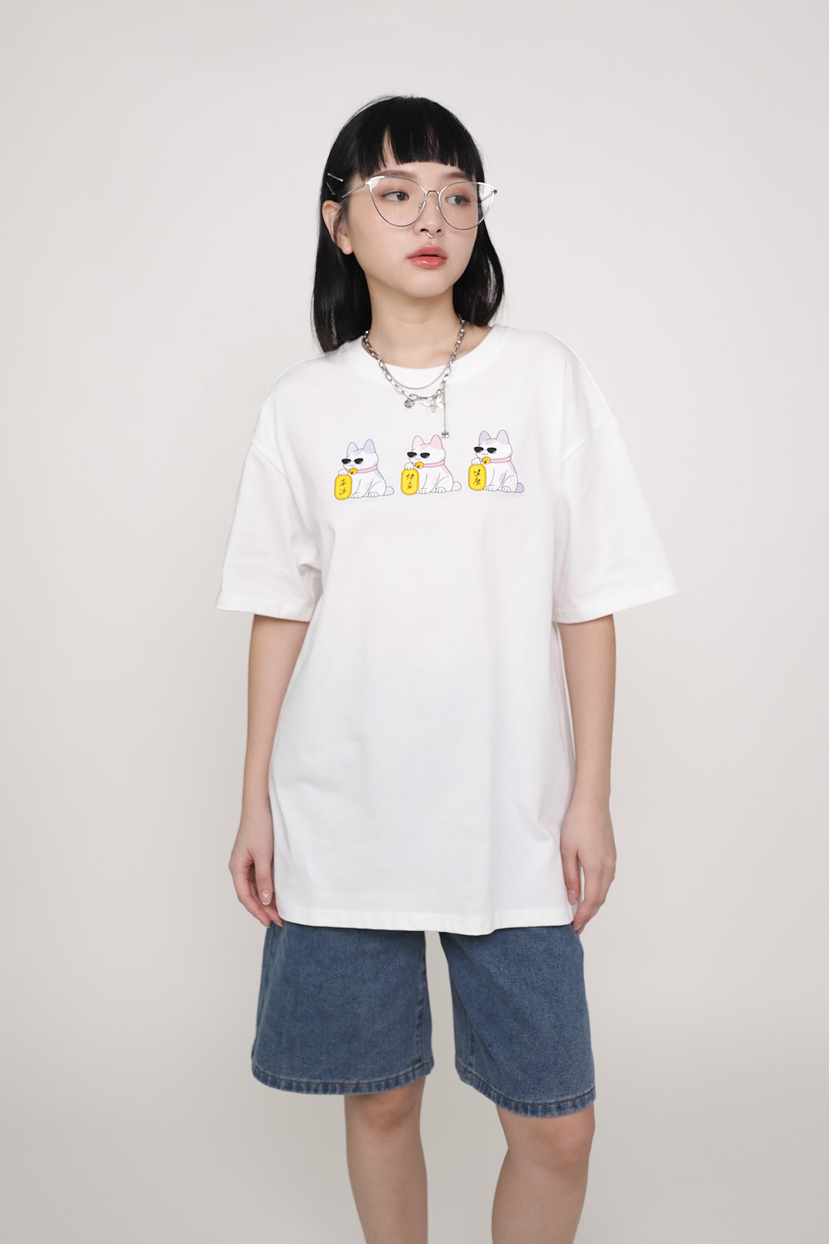 Fortune Cat Tee (White)