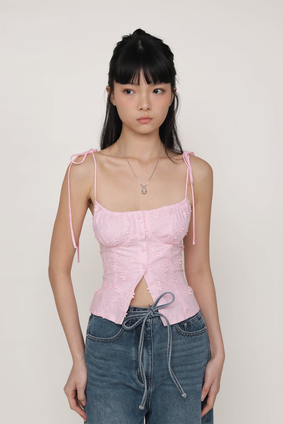 Primrose Eyelet Bustier Top (Bubblegum)