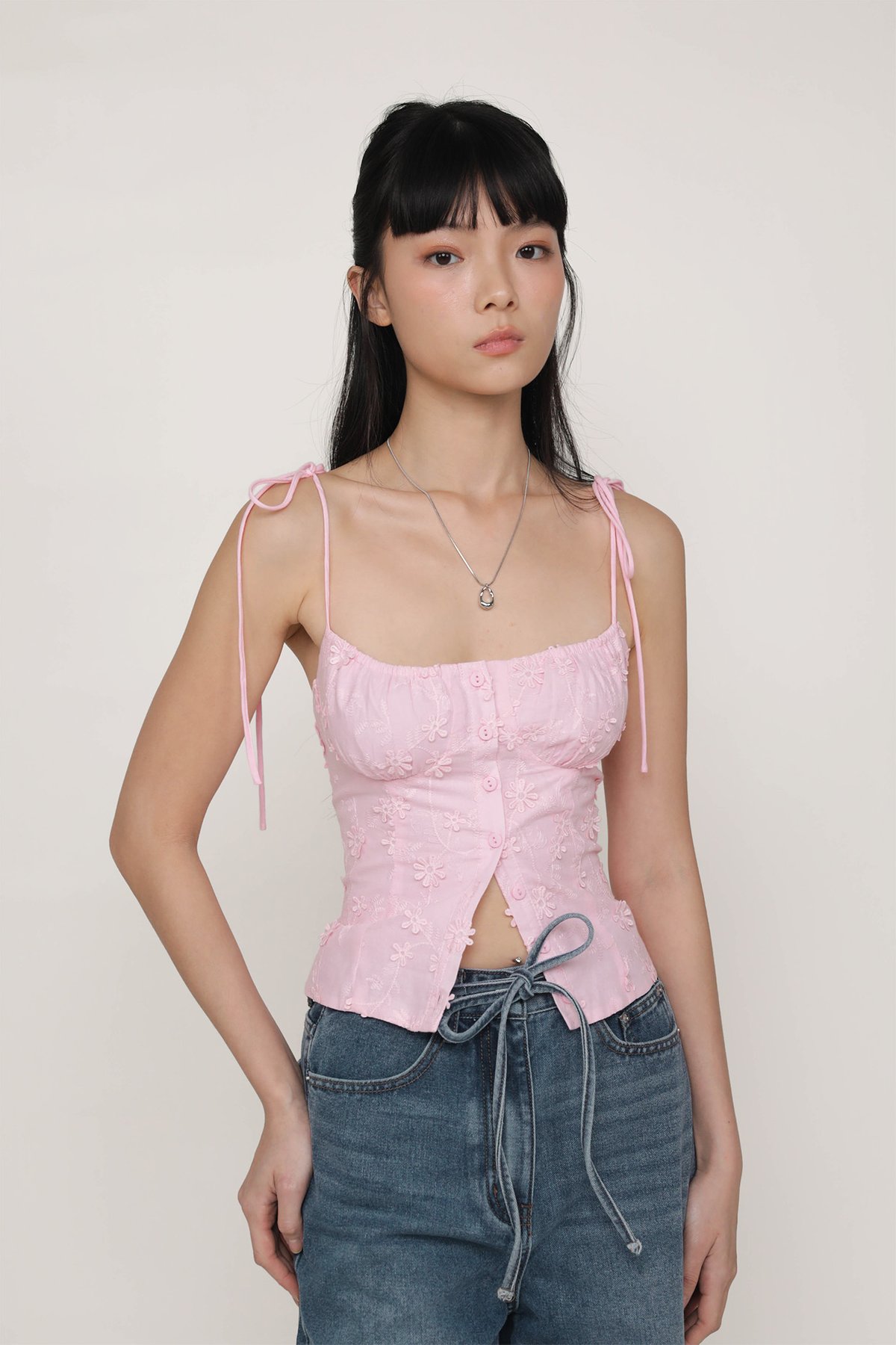 Primrose Eyelet Bustier Top (Bubblegum)