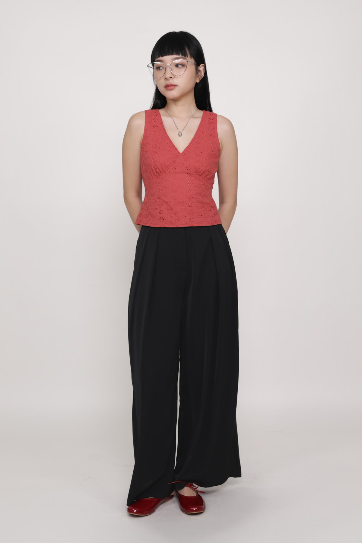 Samuel Pleated Wide Leg Pants (Black)