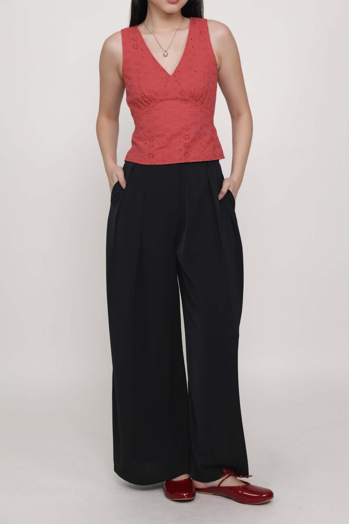 Samuel Pleated Wide Leg Pants (Black)