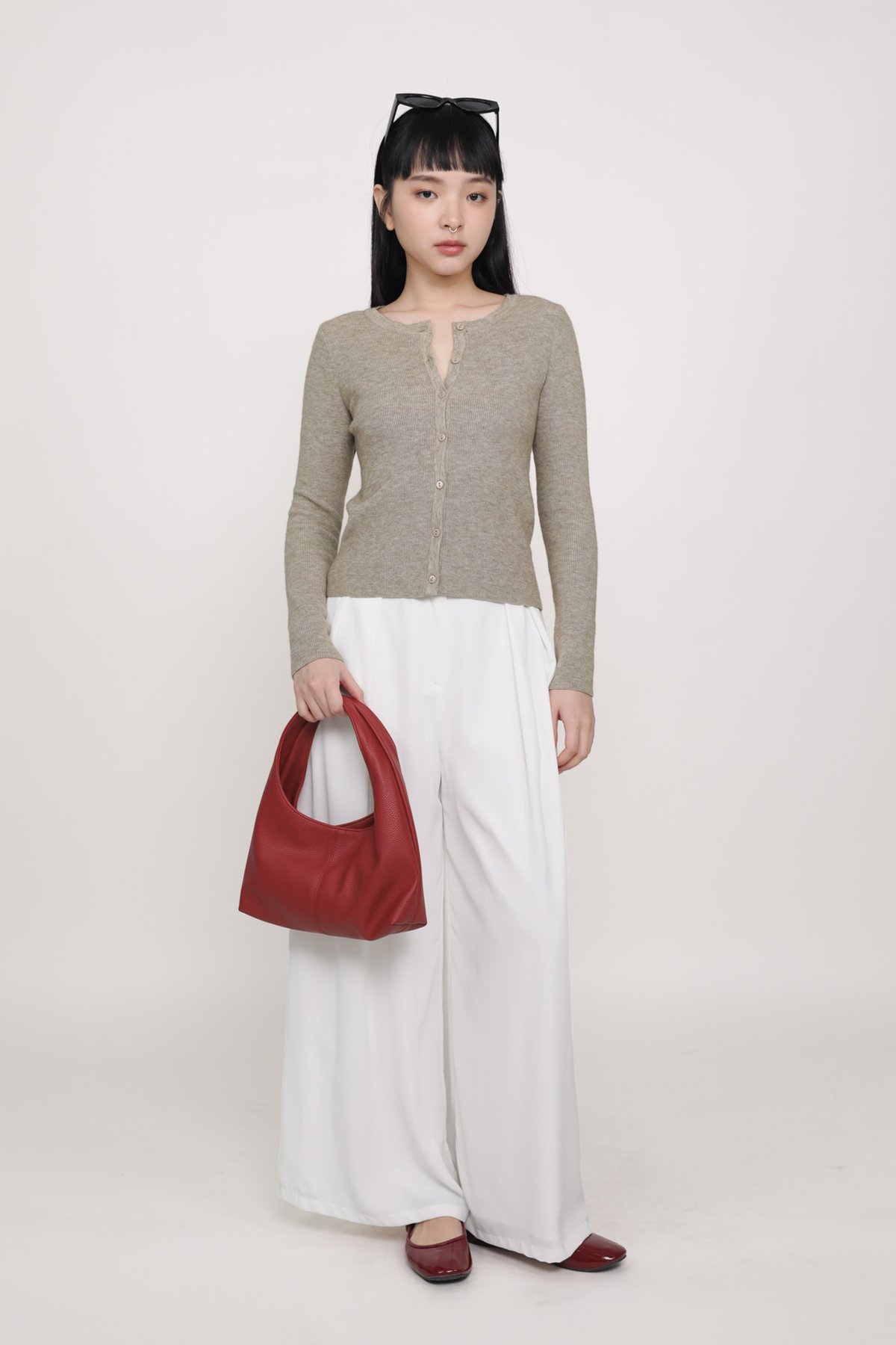 Samuel Pleated Wide Leg Pants (White)